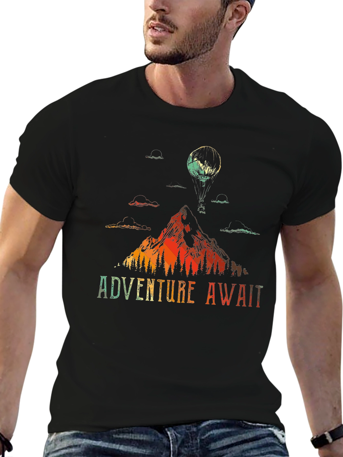 Black Adventure Awaits Graphic Tee view 6