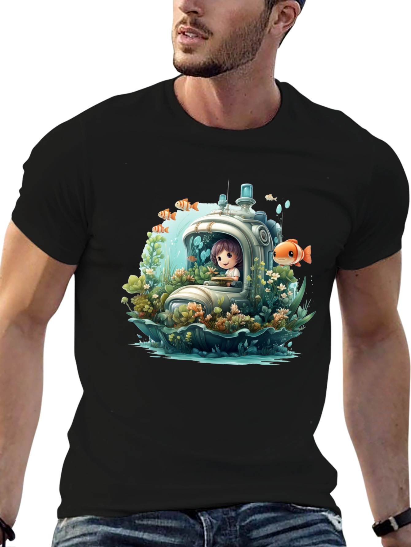 Black Underwater Adventure T-Shirt view 6
