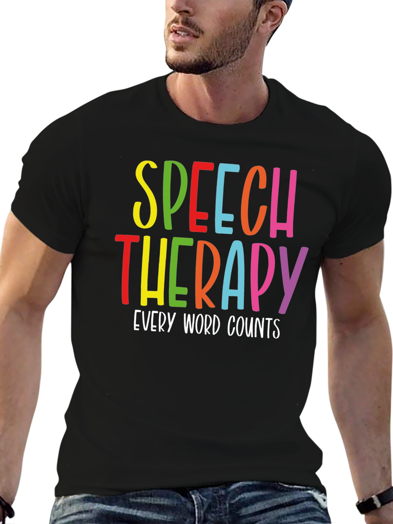 Black Speech Therapy T-Shirt - Every Word Counts view 6