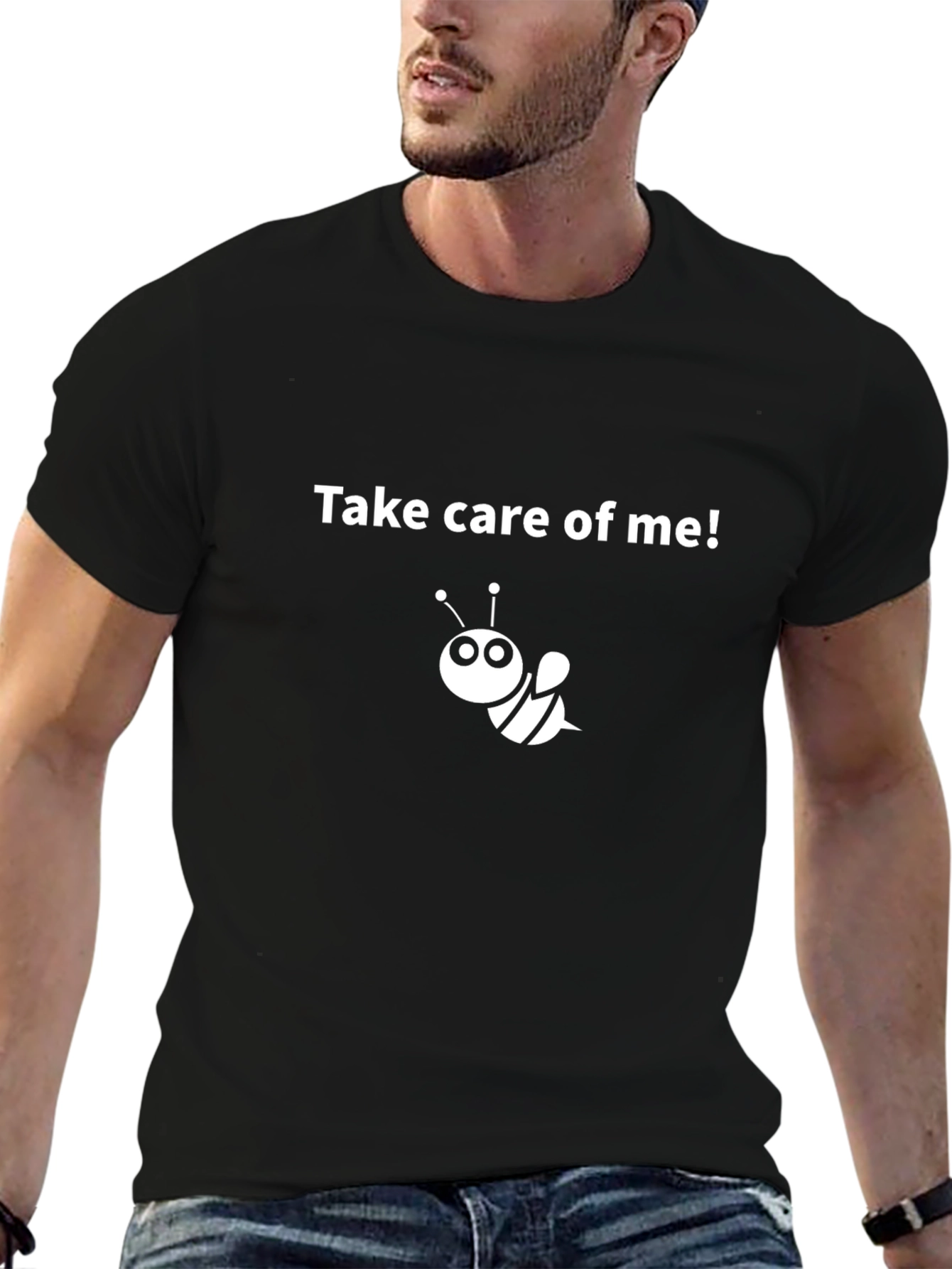 Black Funny Bee Graphic T-Shirt - Take Care Of Me! view 6