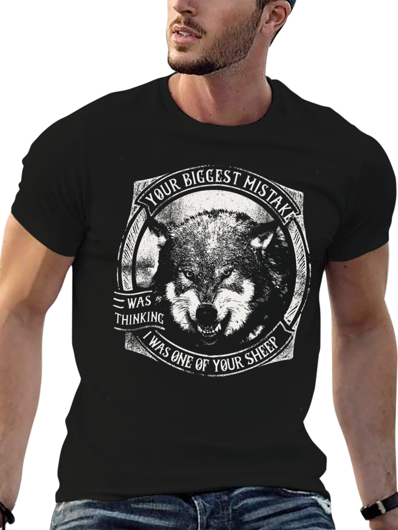 Black Wolf Sheep T-Shirt - Your Biggest Mistake Tee view 6