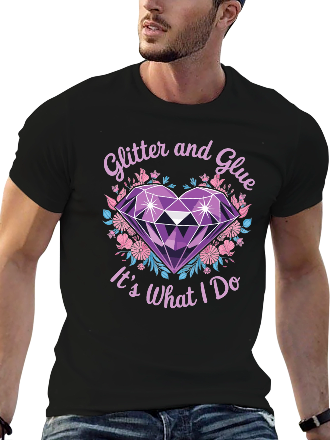 Black Glitter and Glue T-Shirt - Crafty Apparel view 6