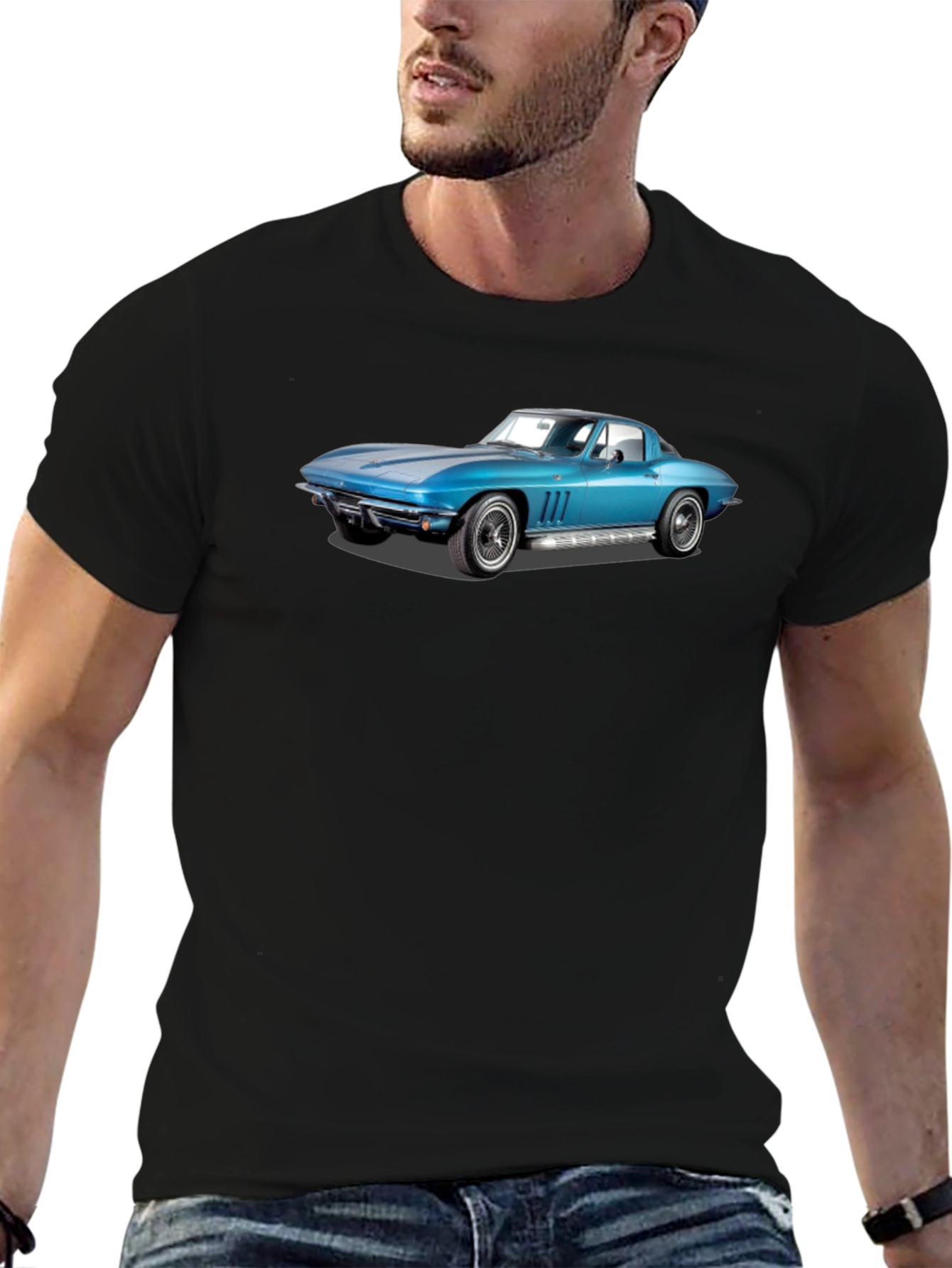 Black Classic Car Graphic T-Shirt view 6