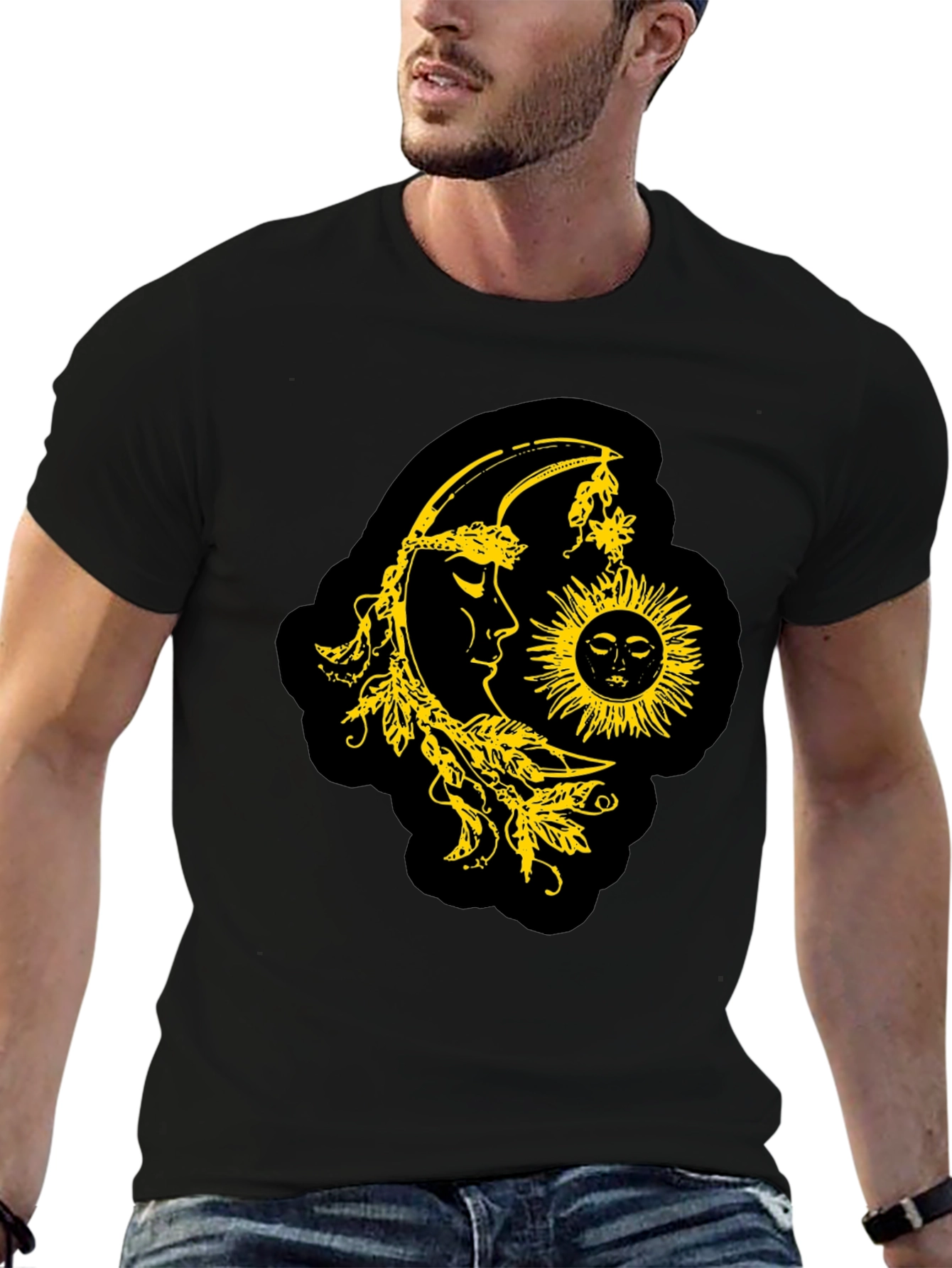 Black Celestial Sun & Moon Graphic T-Shirt - Black view 6