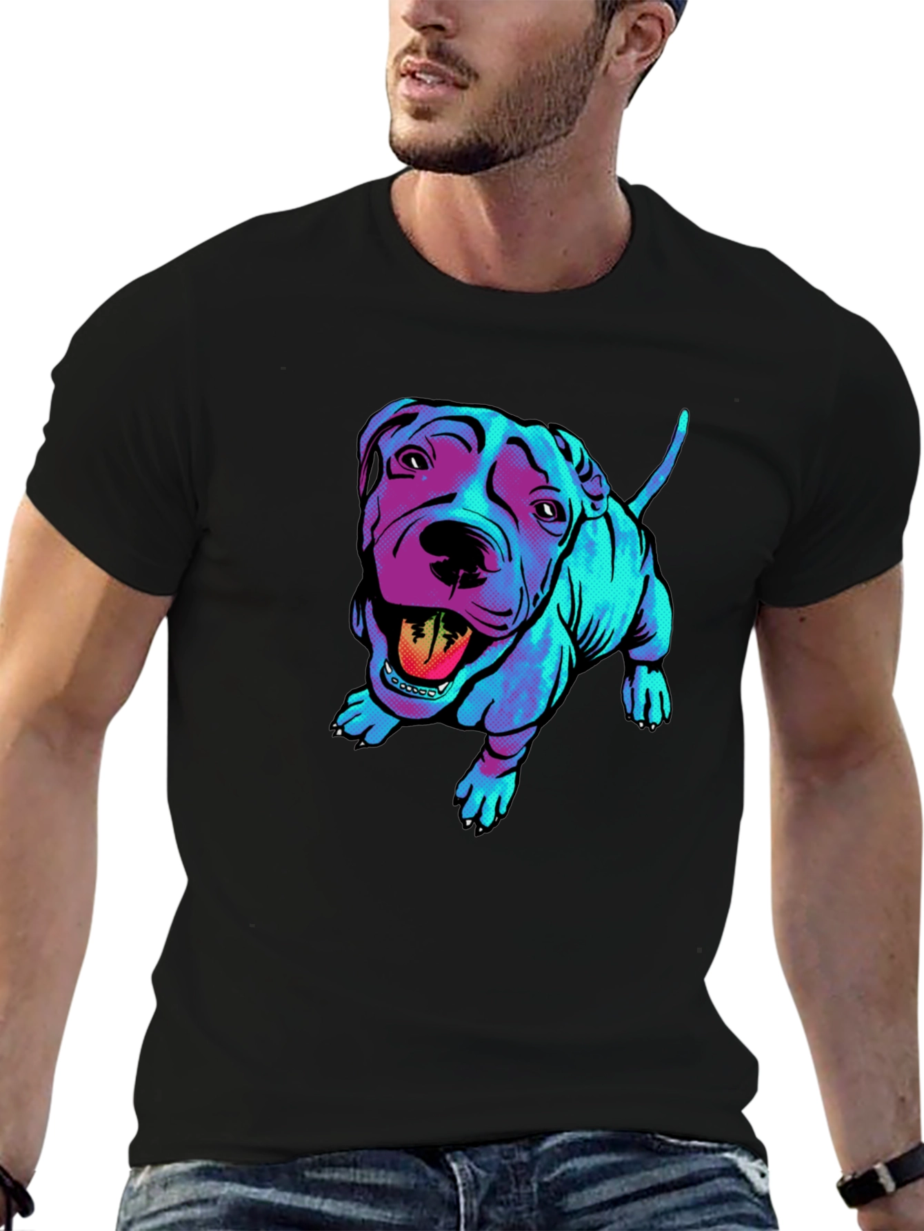 Black Cool Pitbull Graphic Tee - Stylish Black Shirt view 6