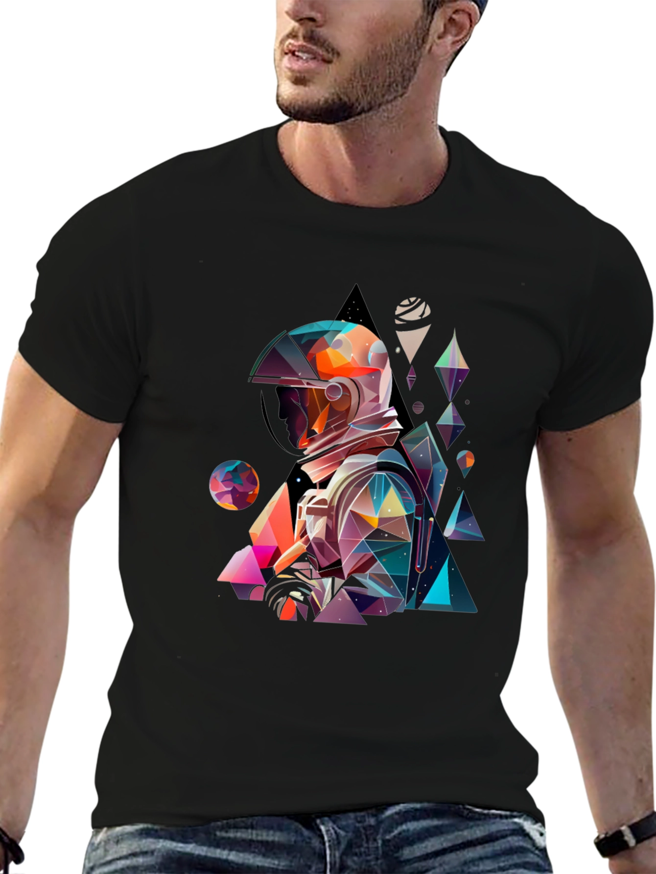 Black Abstract Astronaut Graphic Tee view 6