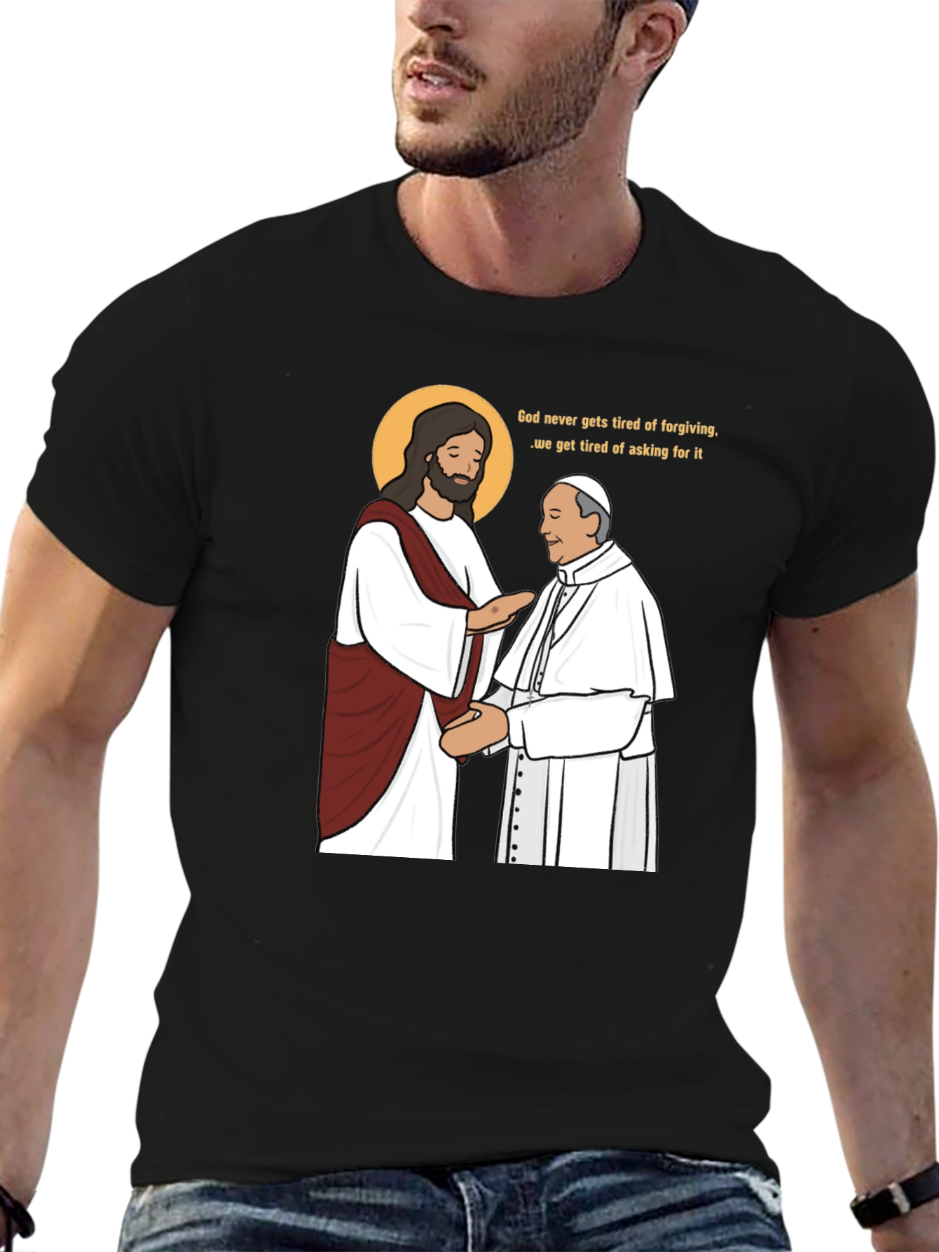 Black God Forgives Funny T-Shirt view 6