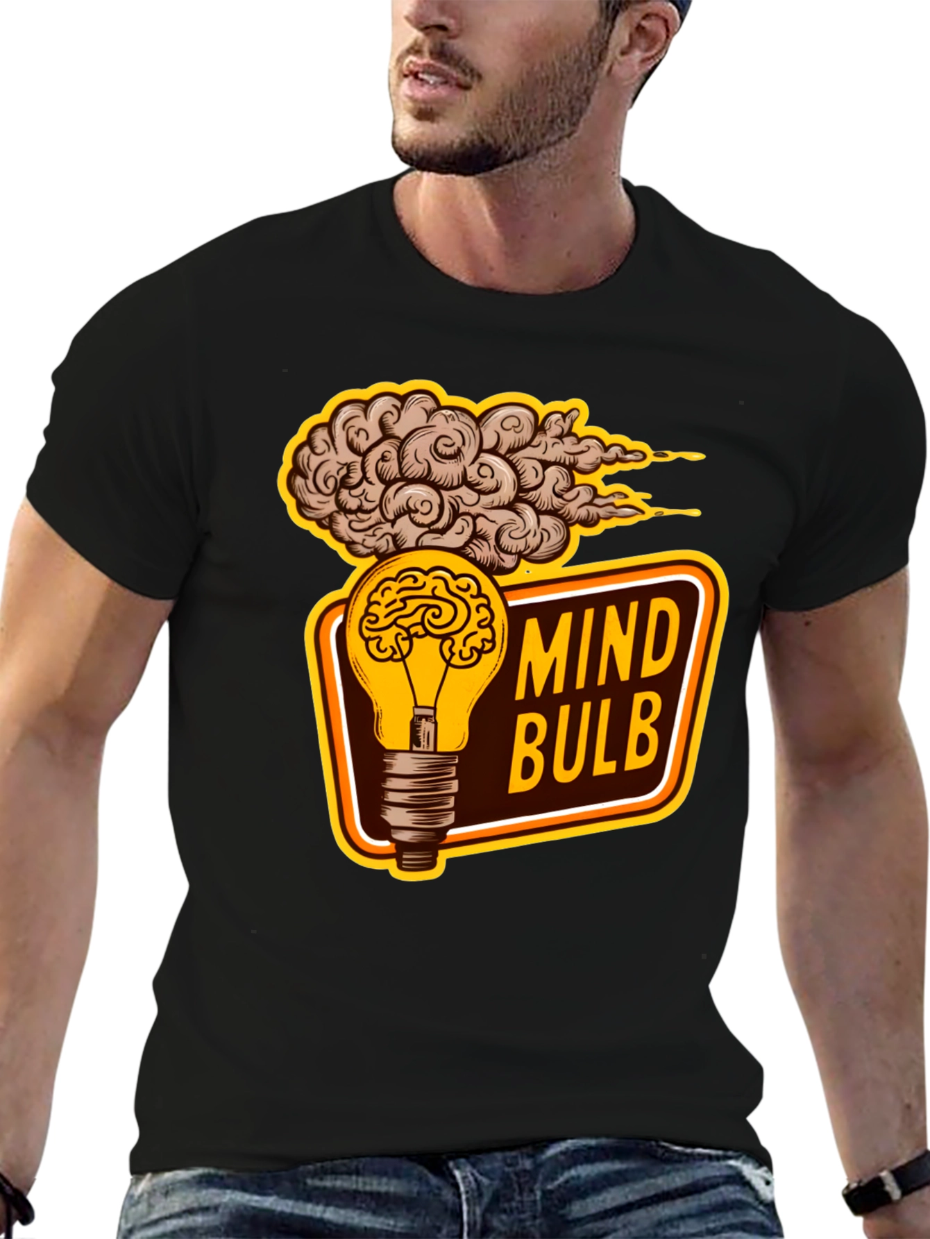 Black Mind Bulb Graphic T-Shirt view 6