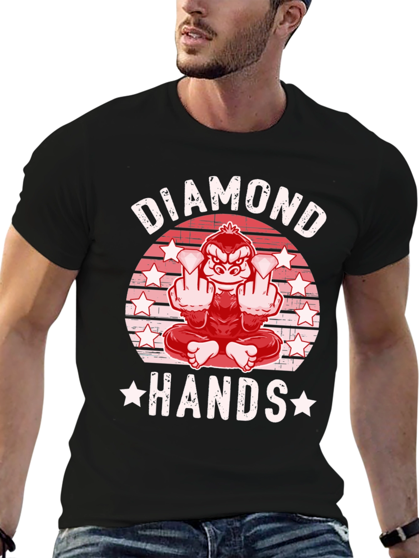 Black Diamond Hands Graphic Tee - Meme T-Shirt view 6