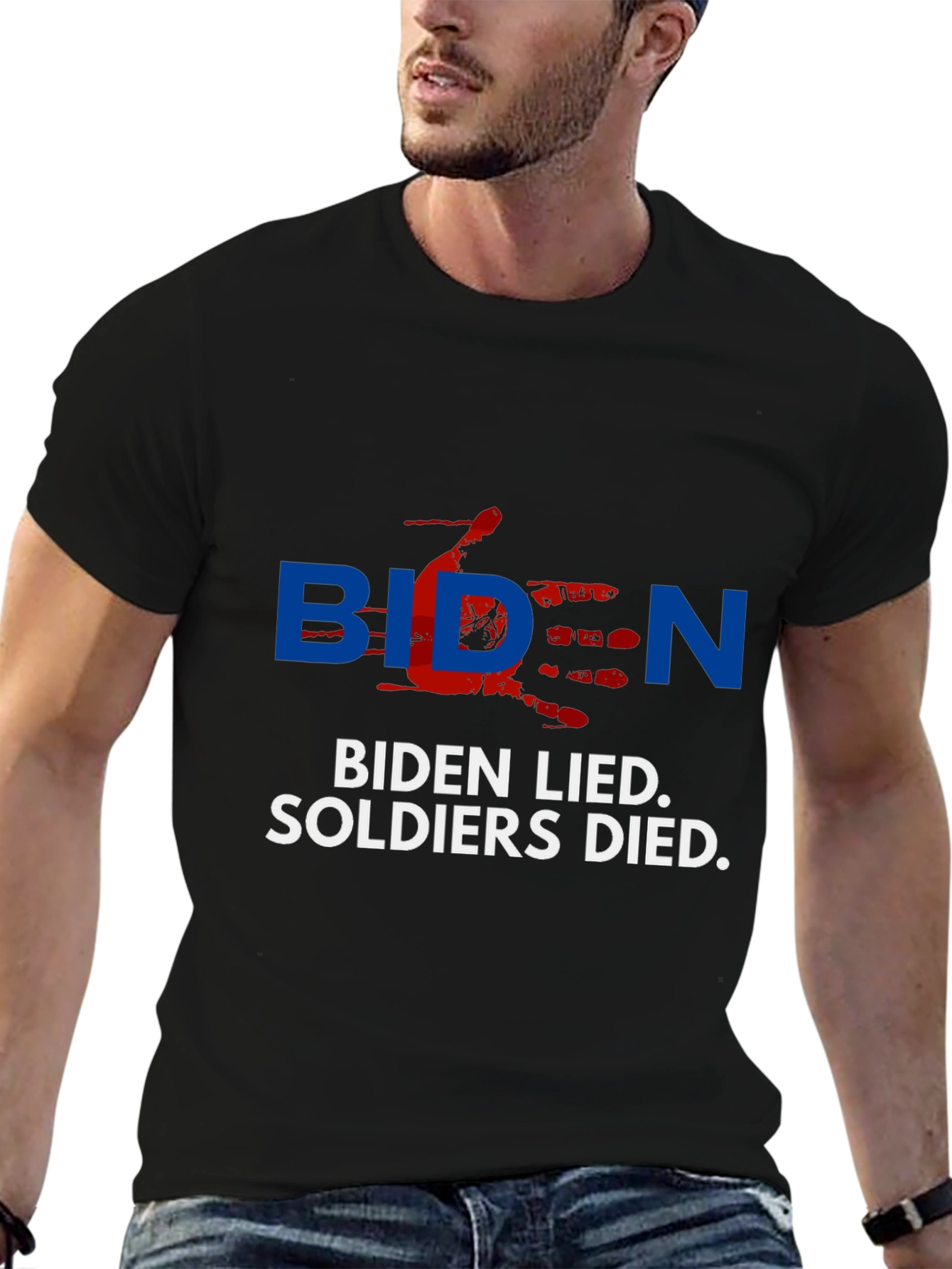 Black Biden Lied Soldiers Died T-Shirt view 6
