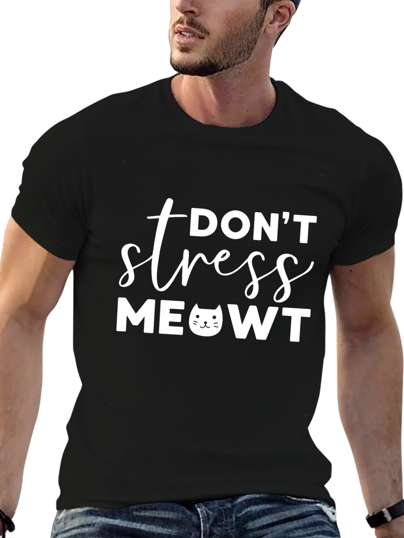 Black Don't Stress MeOWT T-Shirt view 6