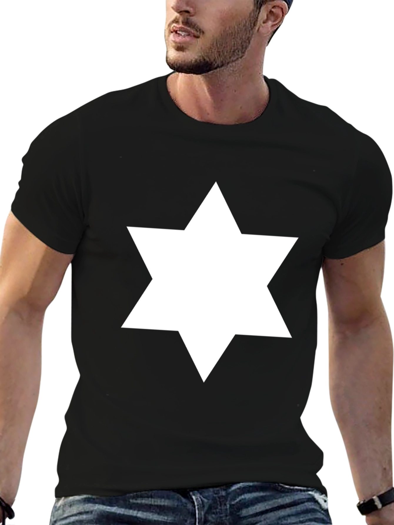Black Star of David Graphic Tee - Men's Black T-Shirt view 6
