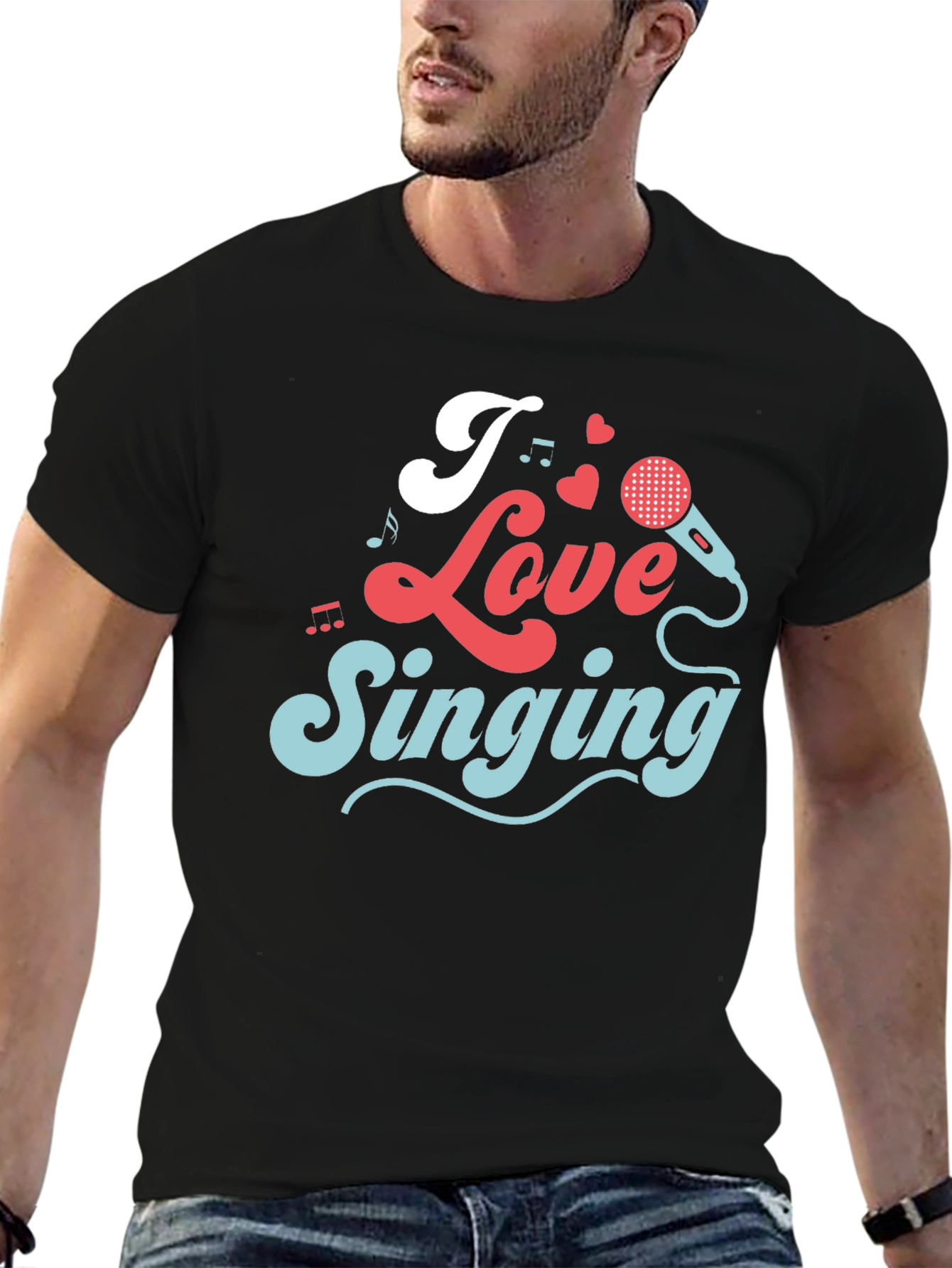 Black I Love Singing Graphic T-Shirt view 6