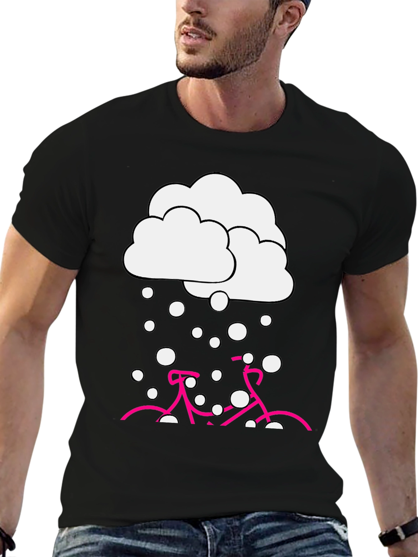 Snowy Bike Graphic Tee - Black Cotton Blend - 6