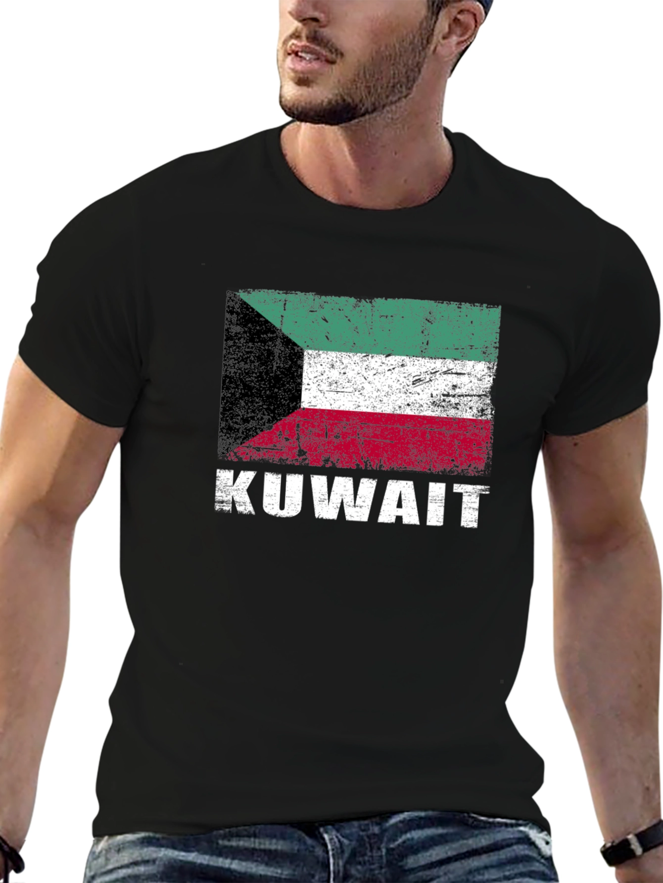 Black Kuwait Flag T-Shirt - Distressed Look view 6