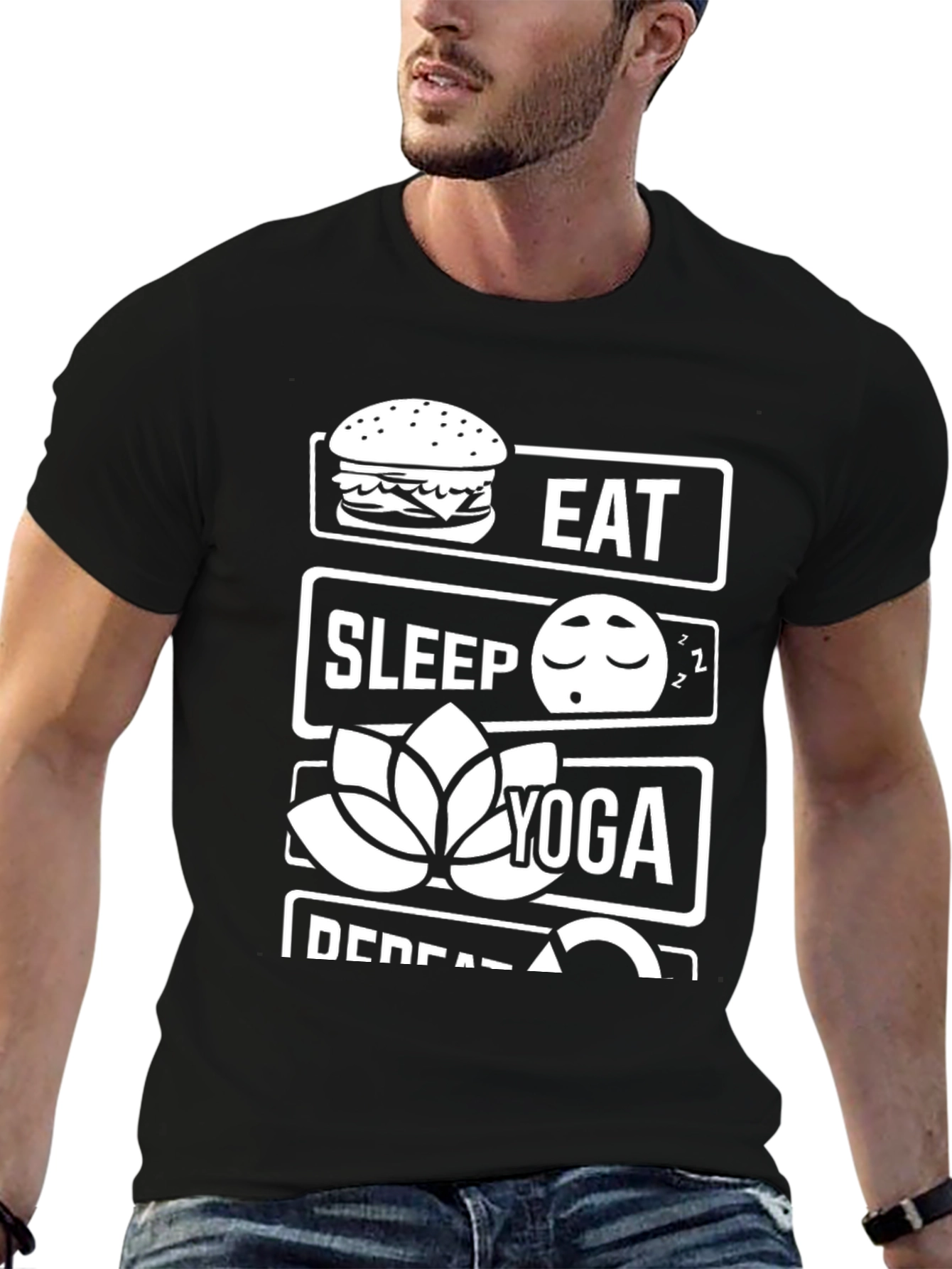 Black Eat Sleep Yoga Repeat T-Shirt view 6