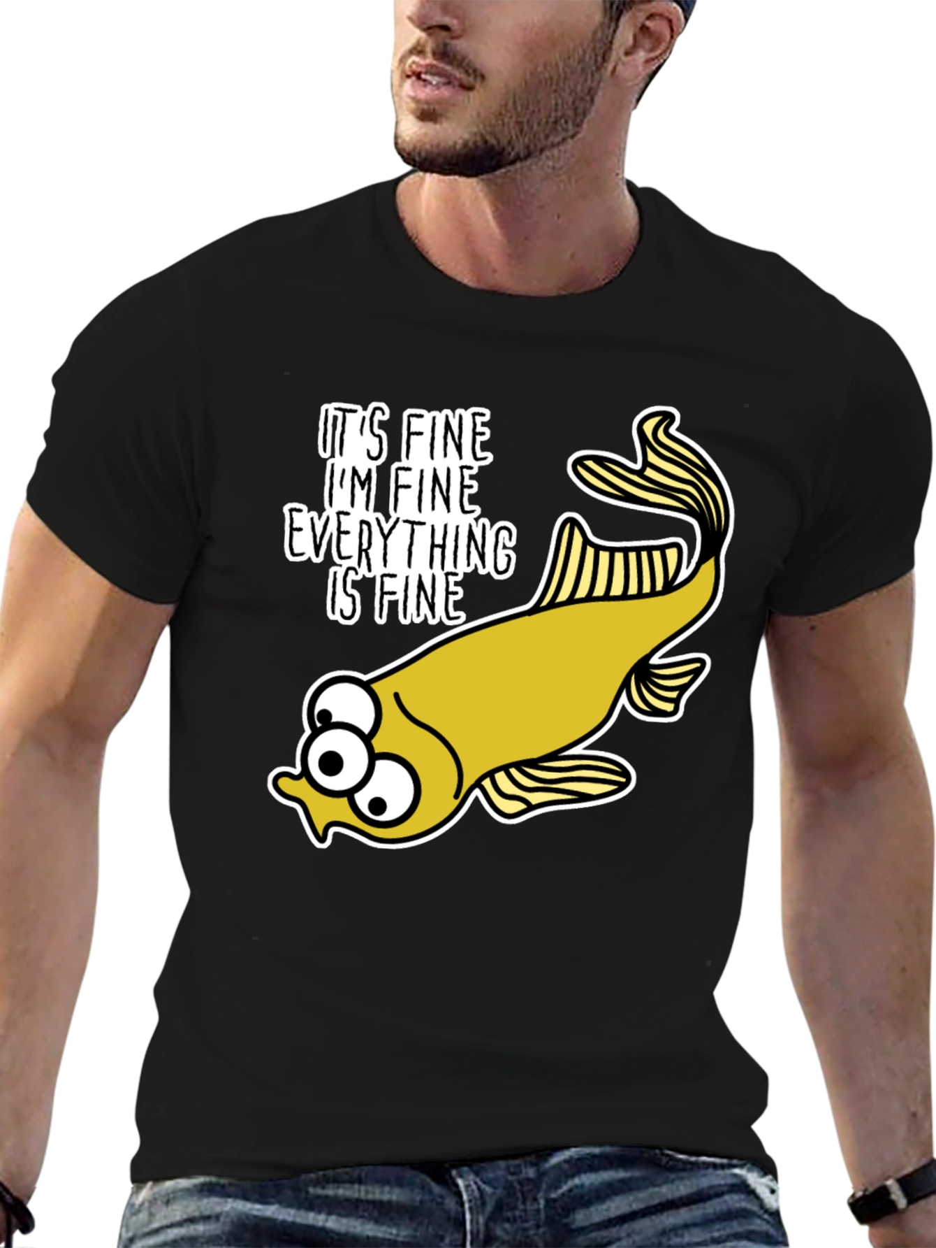 Black It's Fine Fish Graphic Tee view 6