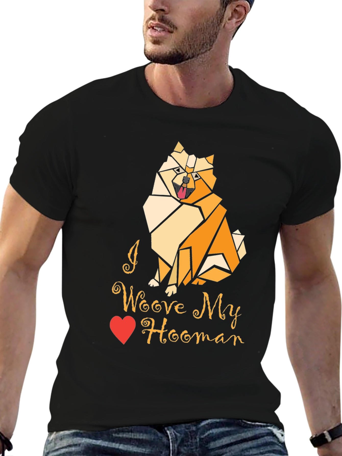 Black I Woove My Hooman Dog Lover T-Shirt view 6