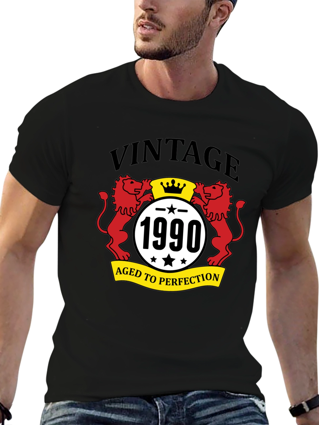 Black Vintage 1990 Aged to Perfection Graphic Tee view 6