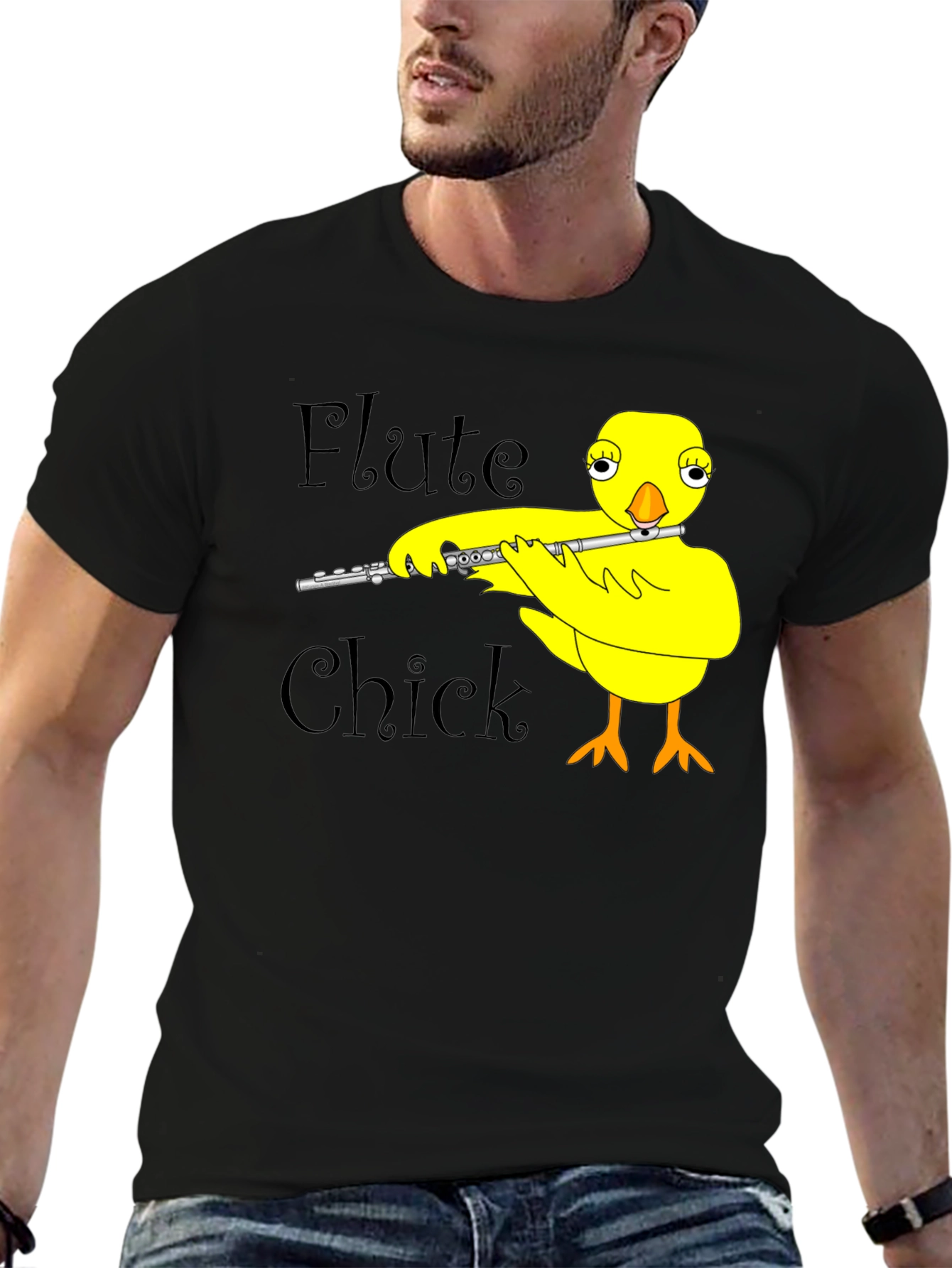Black Flute Chick Black T-Shirt view 6