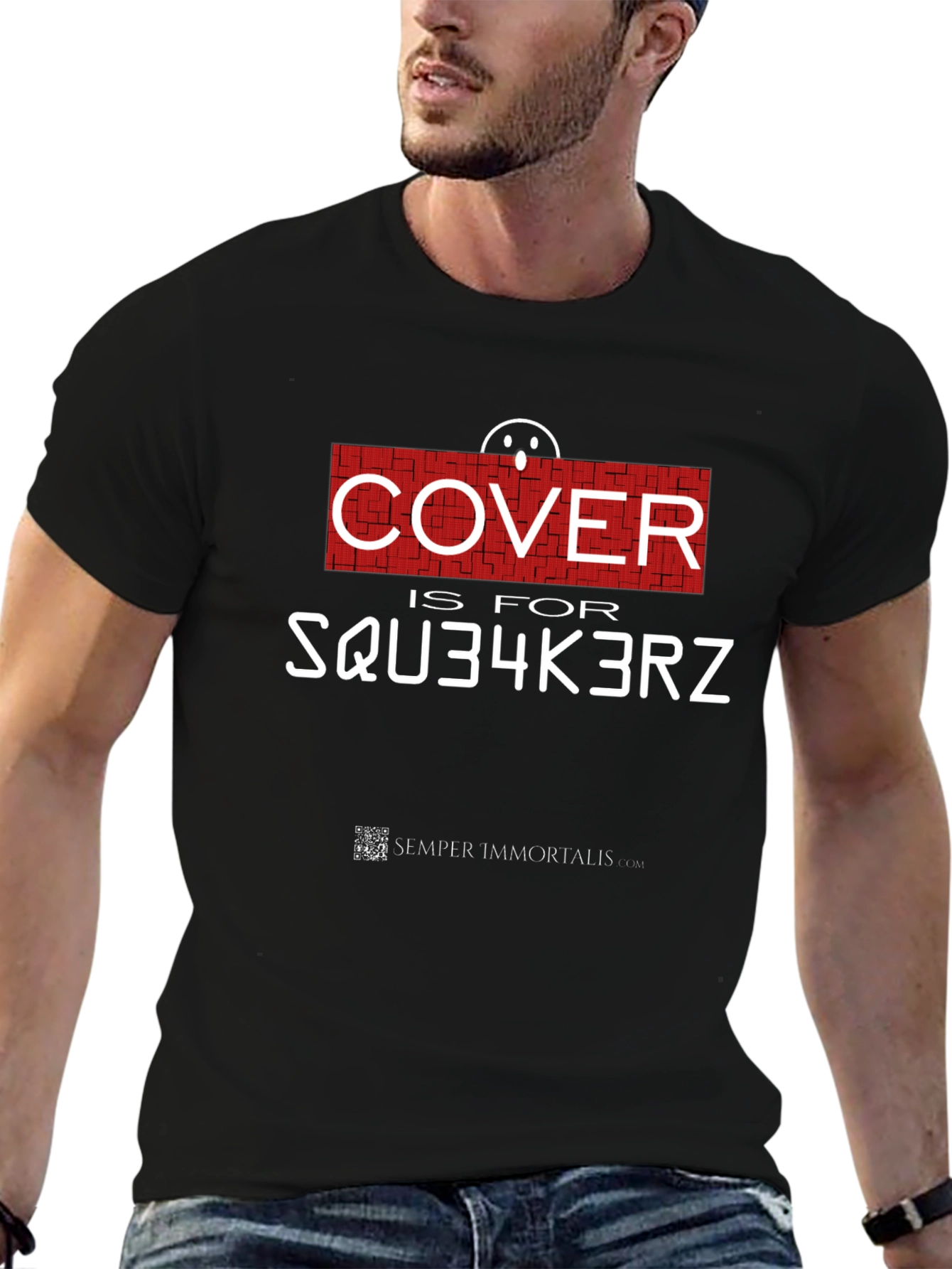 Black Cover Is For SQU34K3RZ Graphic Tee view 6
