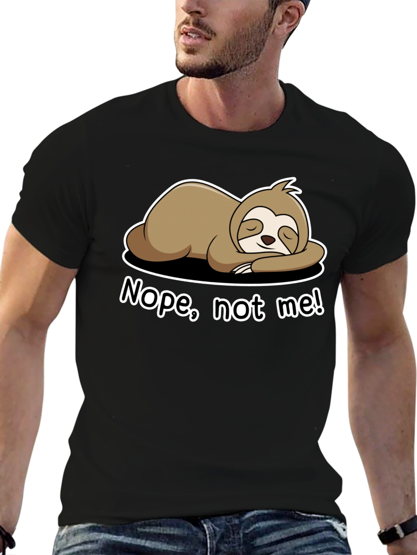 Black Nope, Not Me! Sloth T-Shirt - Lazy Day Comfort view 6