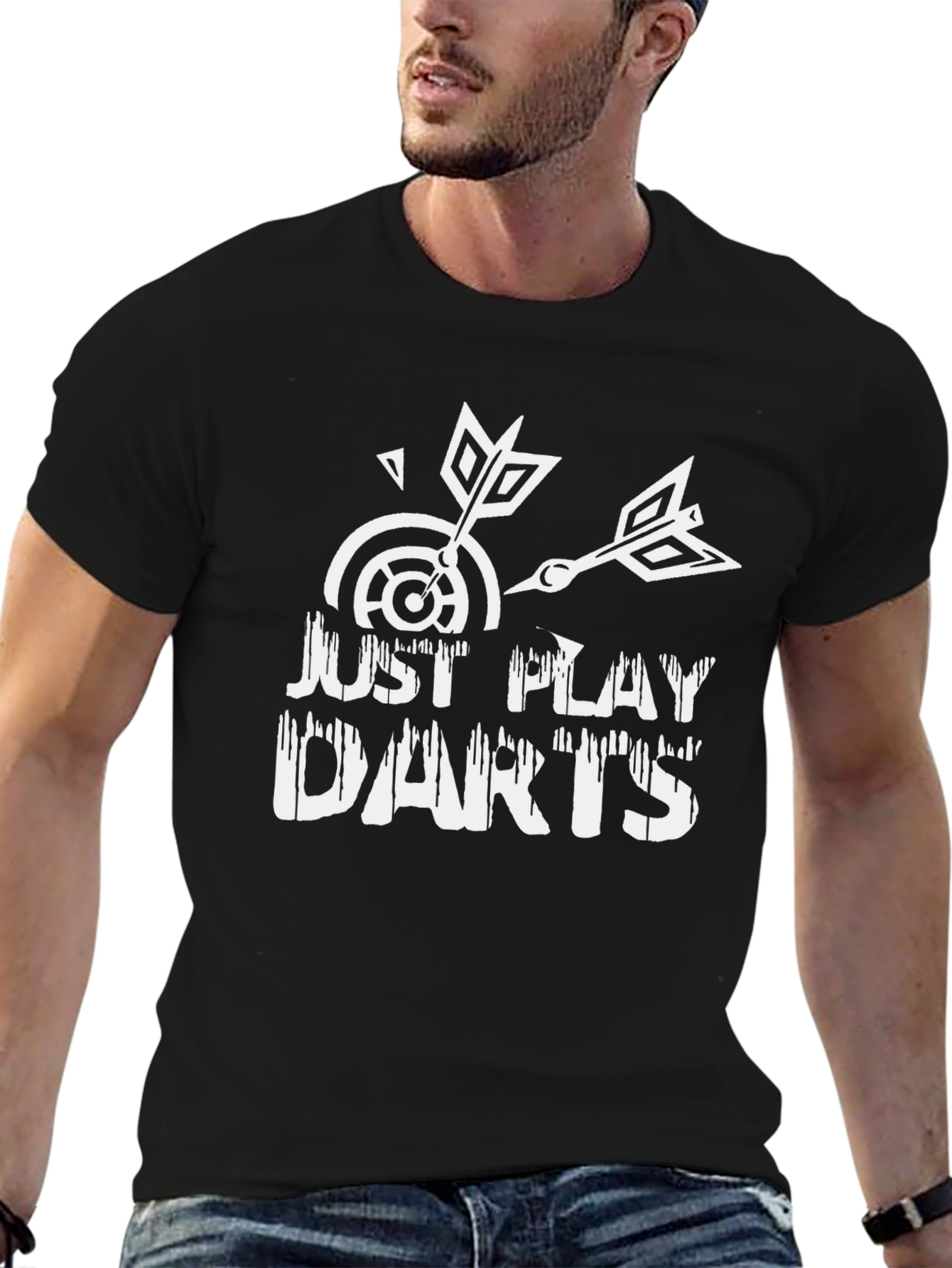 Black Just Play Darts Black Graphic Tee view 6