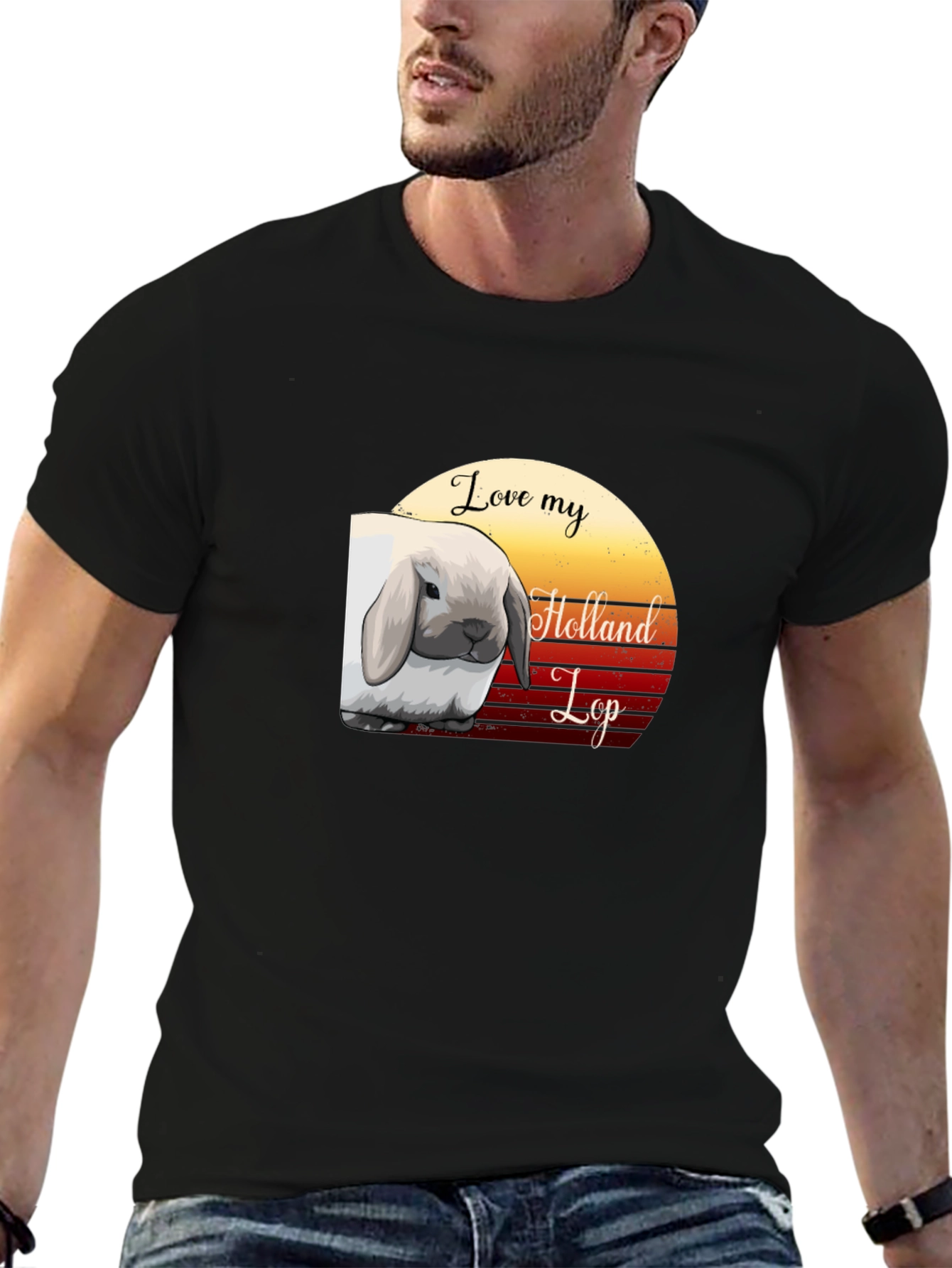 Black Love My Holland Lop T-Shirt - Cute Rabbit Tee view 6