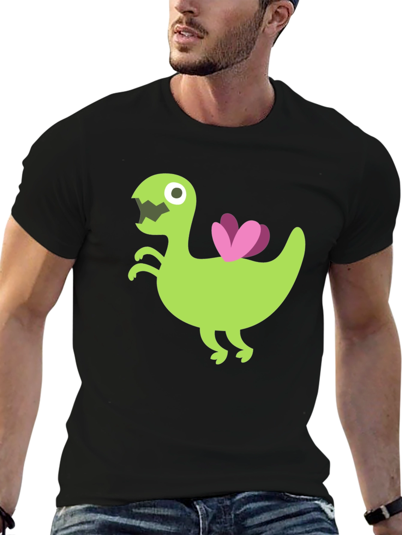 Black Cartoon Dino T-Shirt - Unique Graphic Tee view 6
