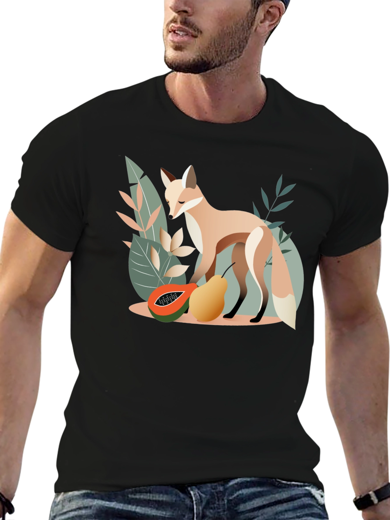 Black Fox and Fruit Graphic Tee view 6