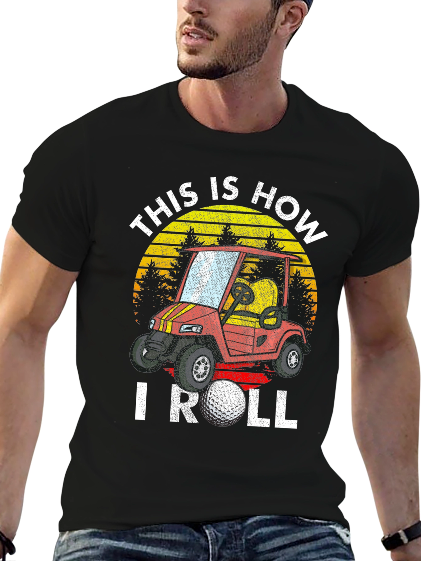 Black This Is How I Roll Golf T-Shirt view 6