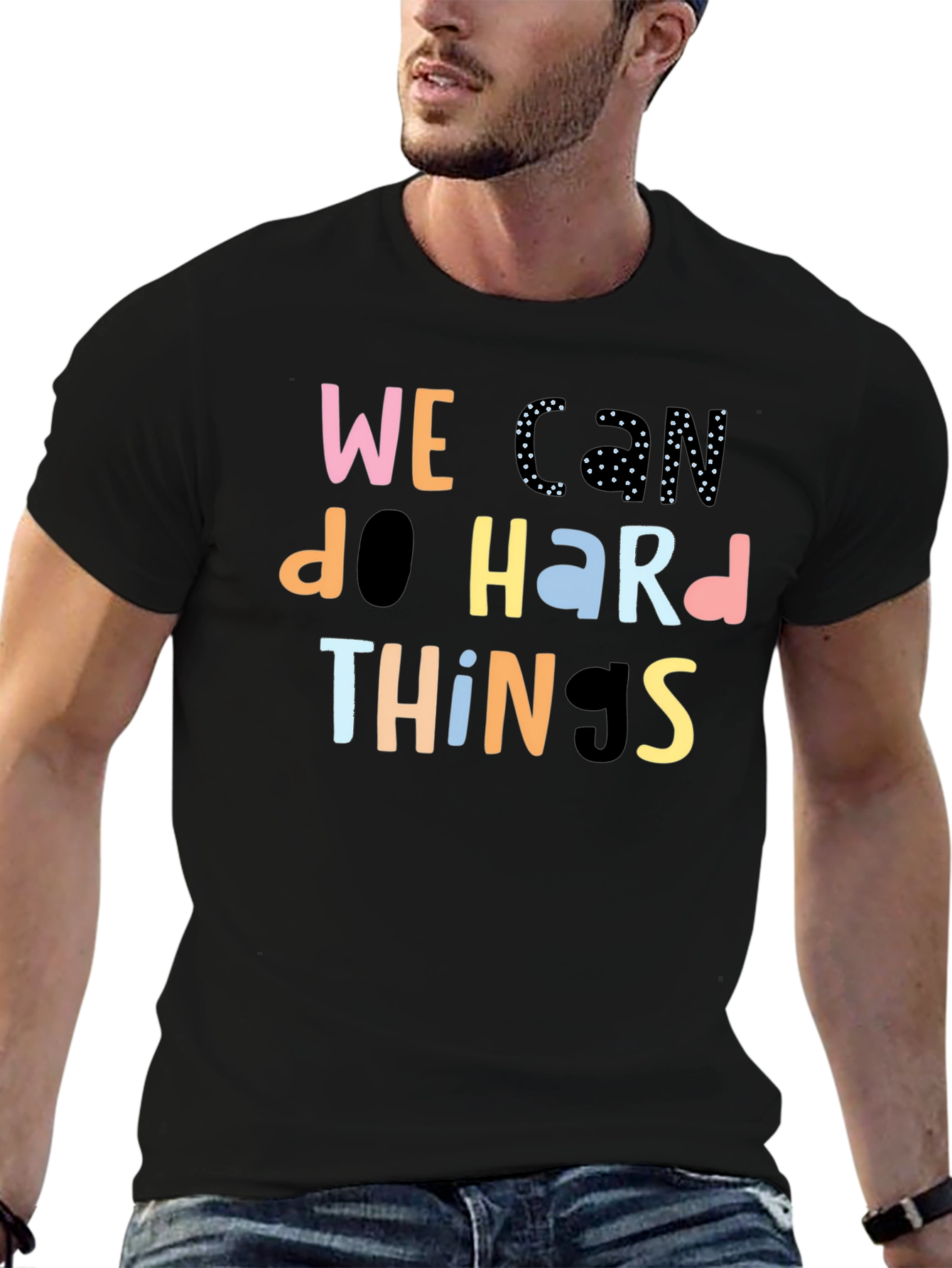 Black We Can Do Hard Things Black T-Shirt view 6