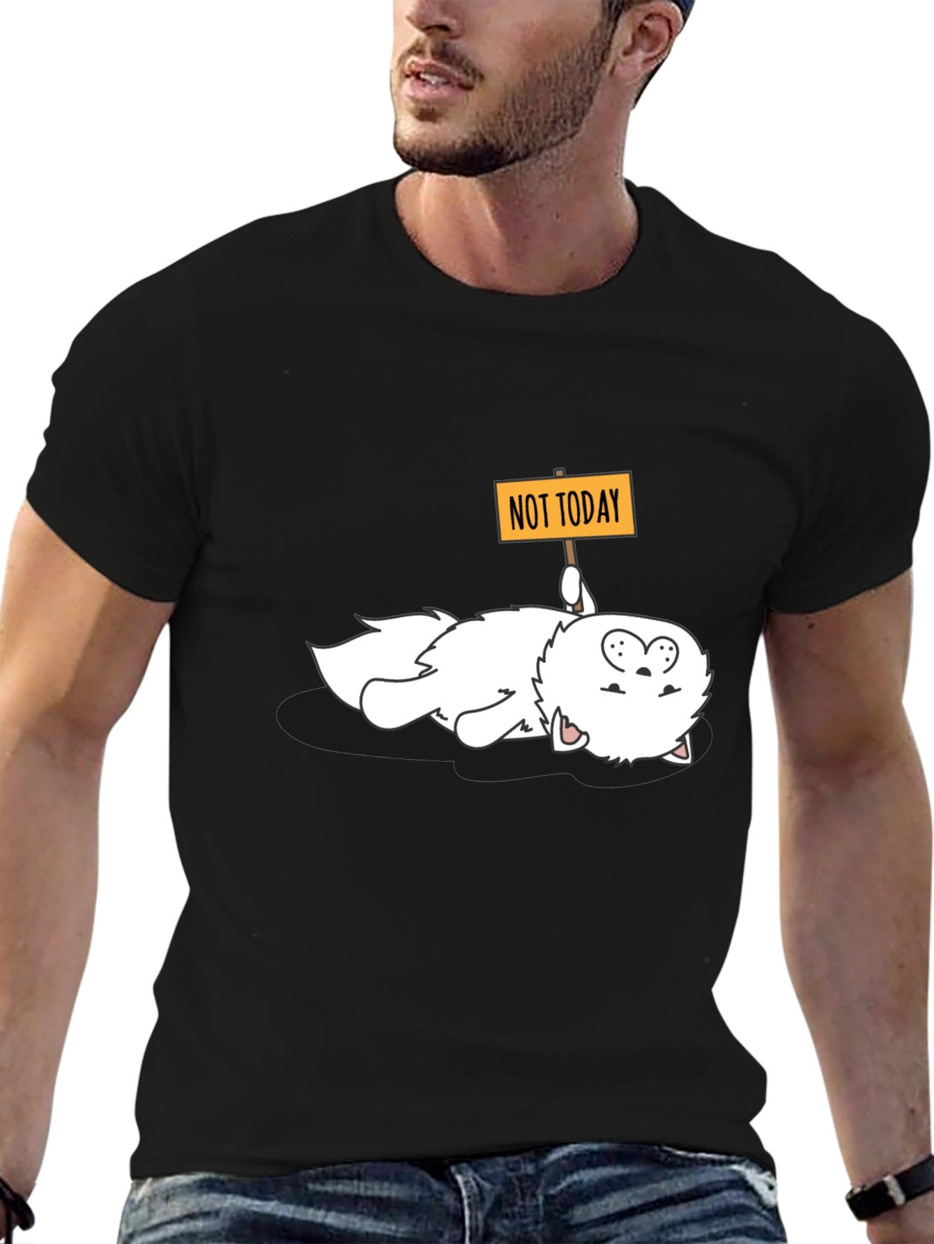 Black Funny 'Not Today' Cat Graphic Tee view 6