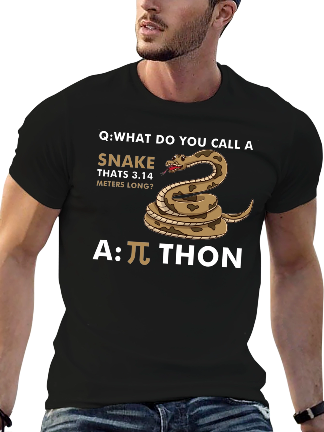 Black Pi-thon T-Shirt Funny Math Joke view 6