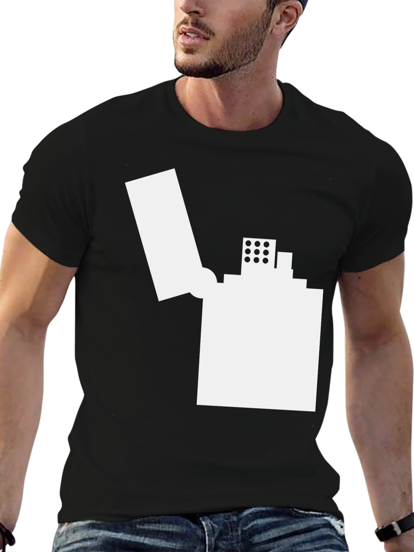 Black Lighter Graphic Tee - Cool Minimalist Design view 6