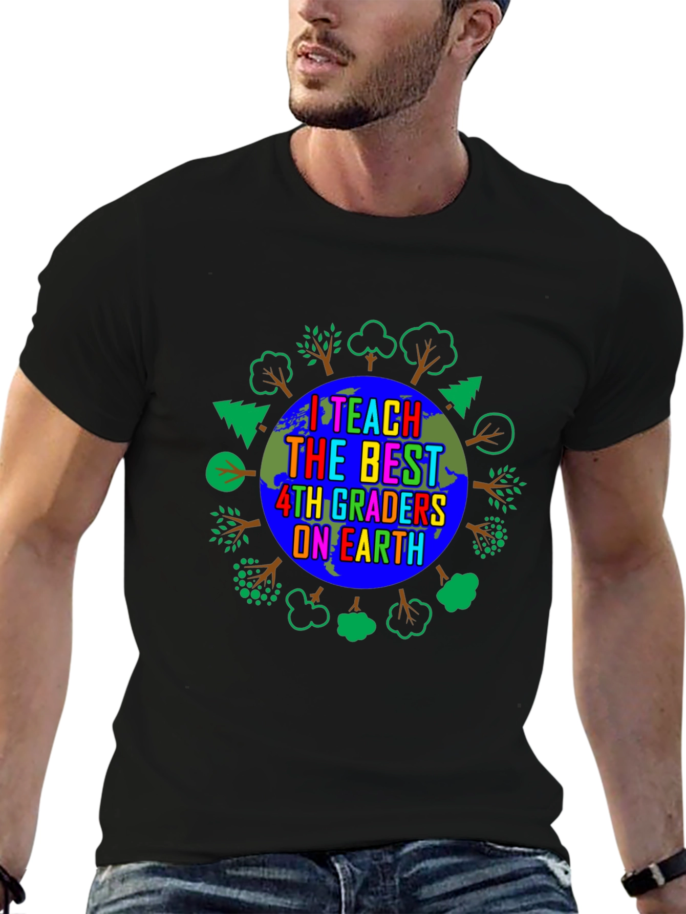 Black I Teach The Best 4th Graders On Earth T-Shirt view 6