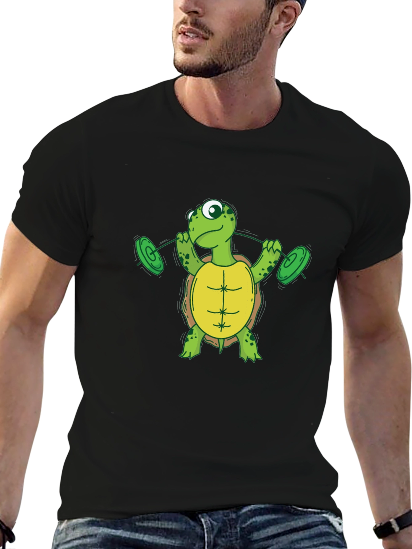 Black Turtle Weightlifting Black T-Shirt view 6