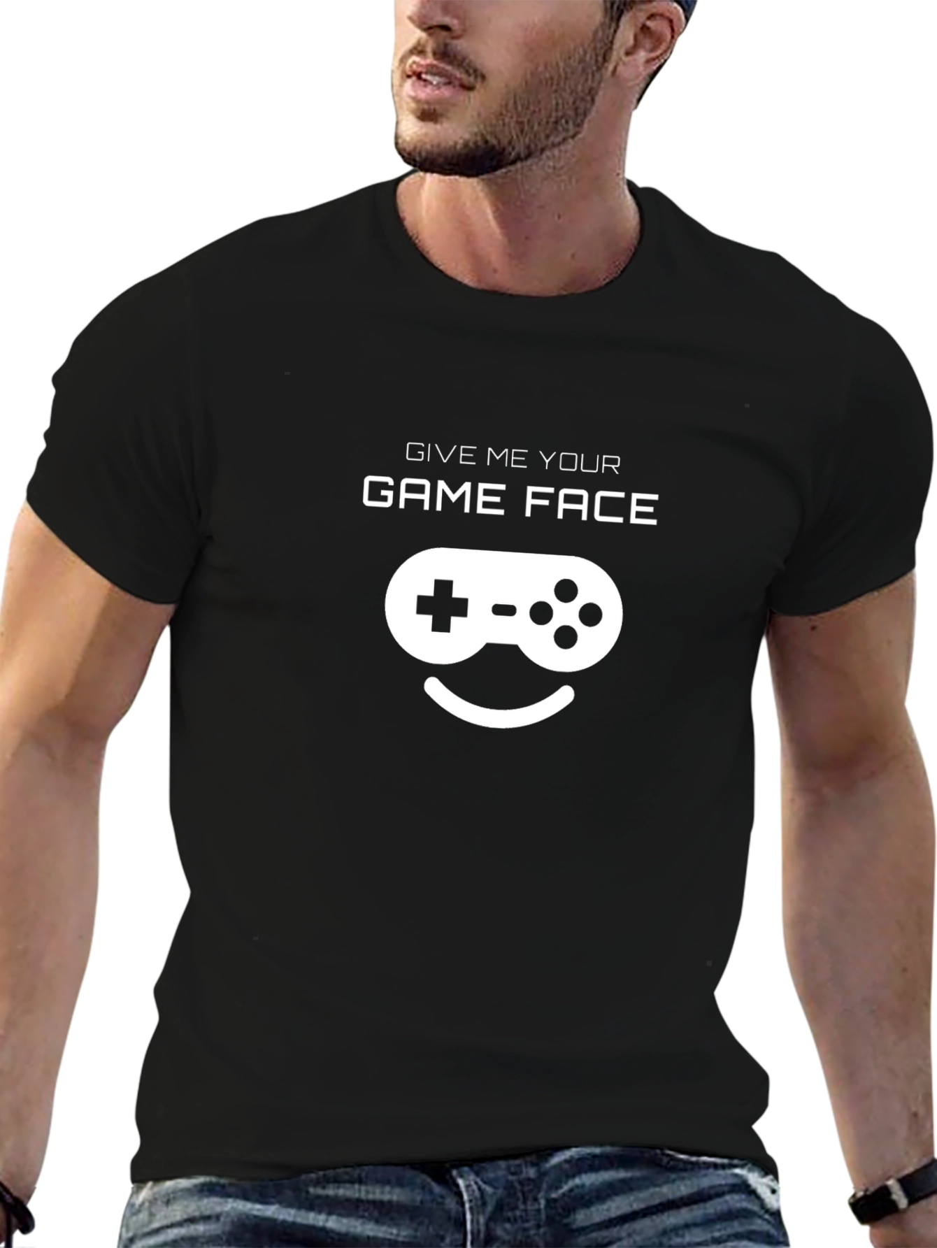 Black Game Face T-Shirt - Gamer Apparel view 6