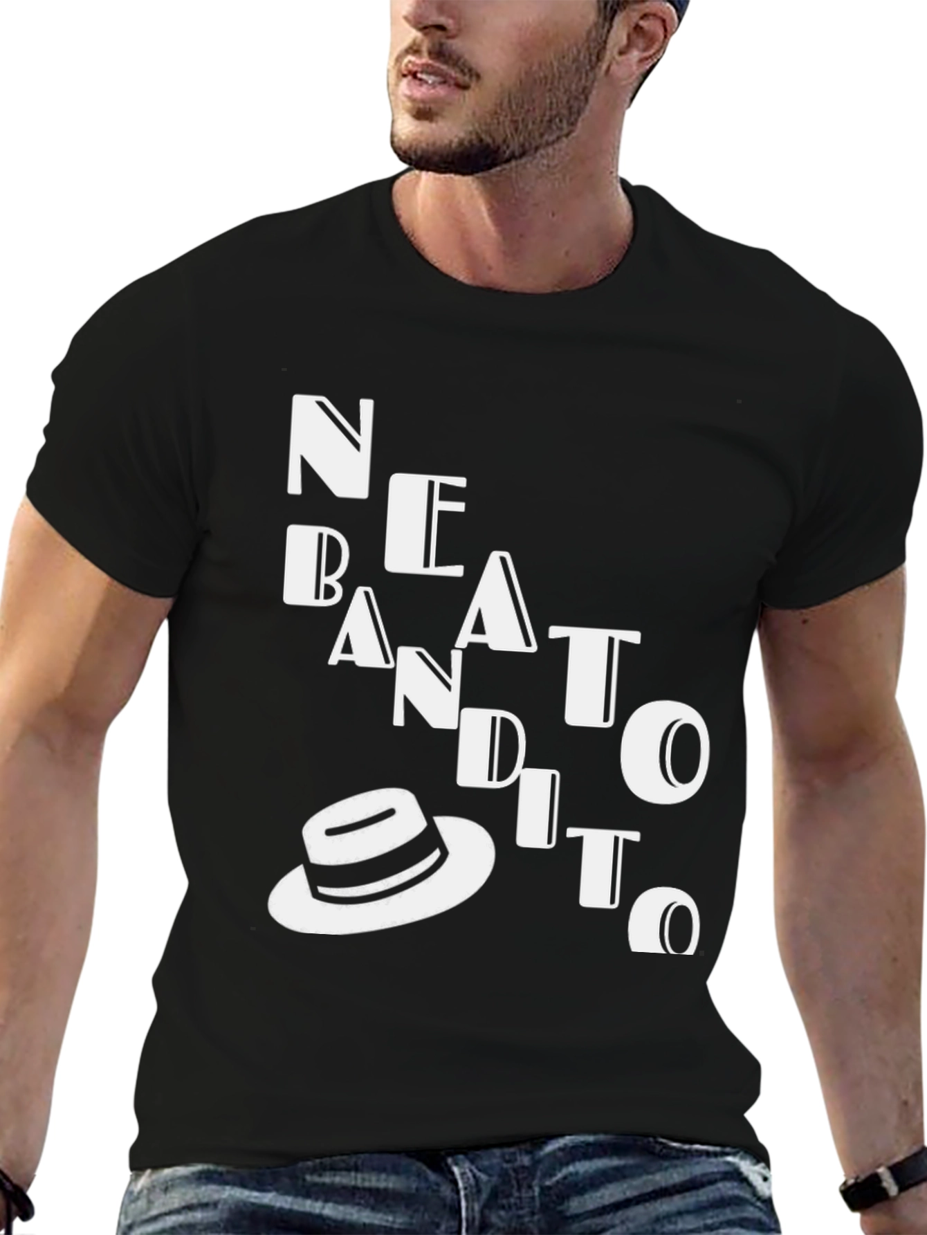 Black Stylish Black T-Shirt with 'BANDITO' Graphic view 6