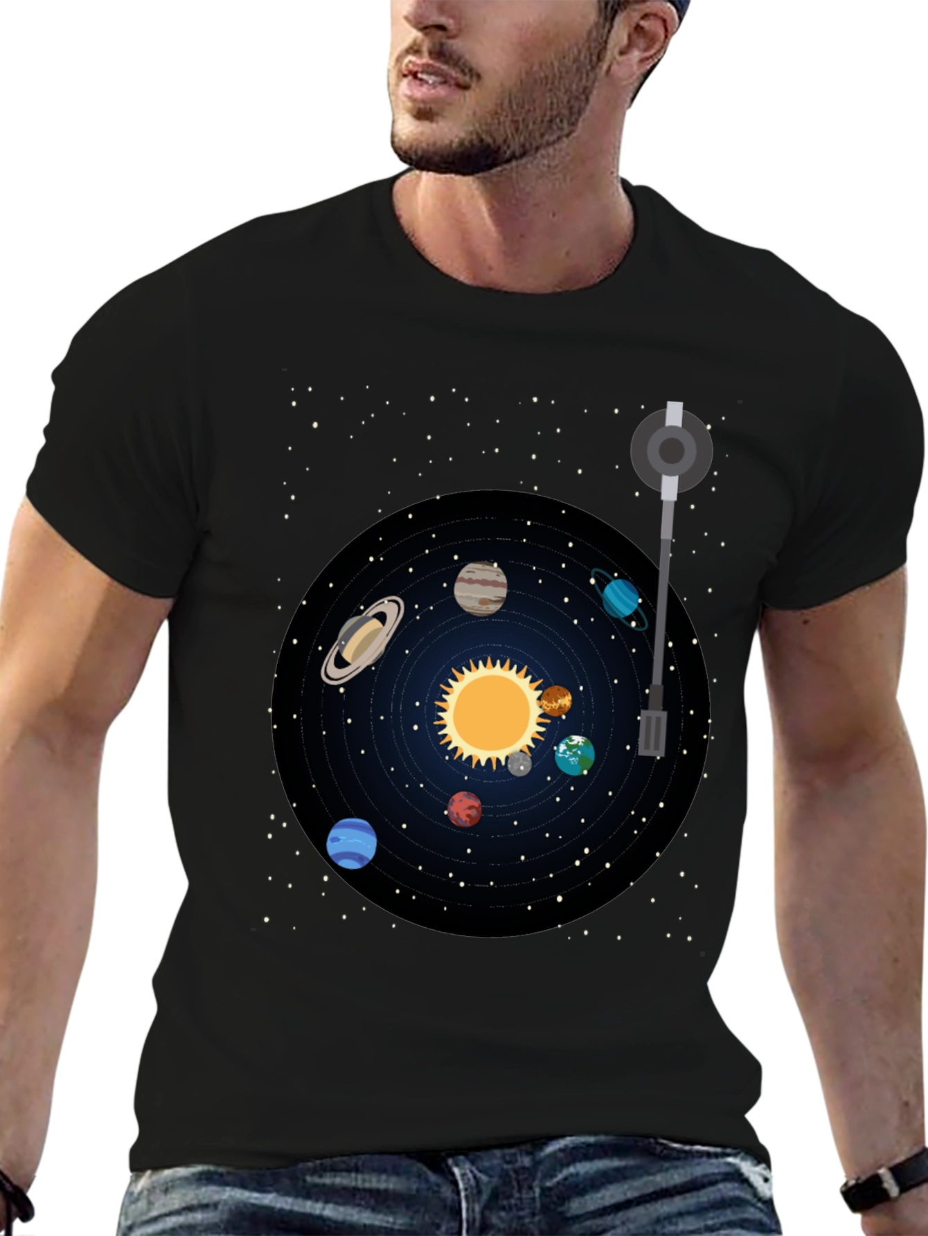 Black Planetary System Graphic Tee view 6