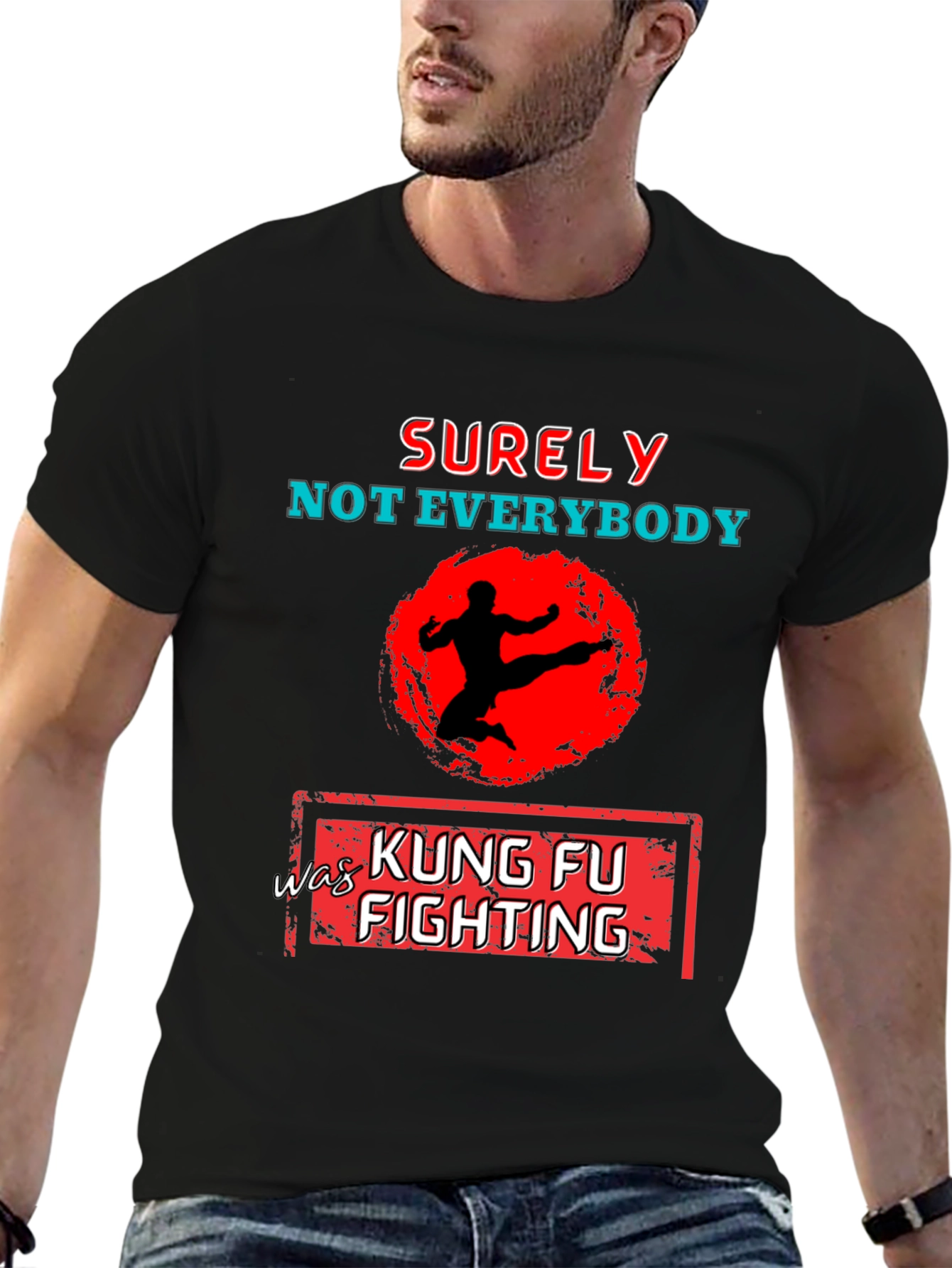Black Kung Fu Fighting Graphic T-Shirt view 6