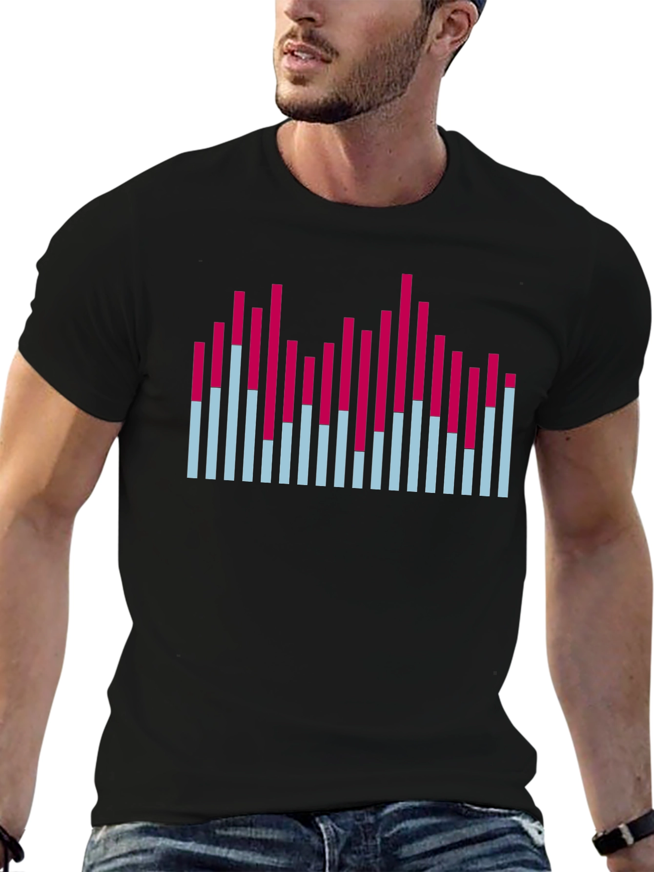 Black Modern Graphic T-Shirt - Color Block Design view 6