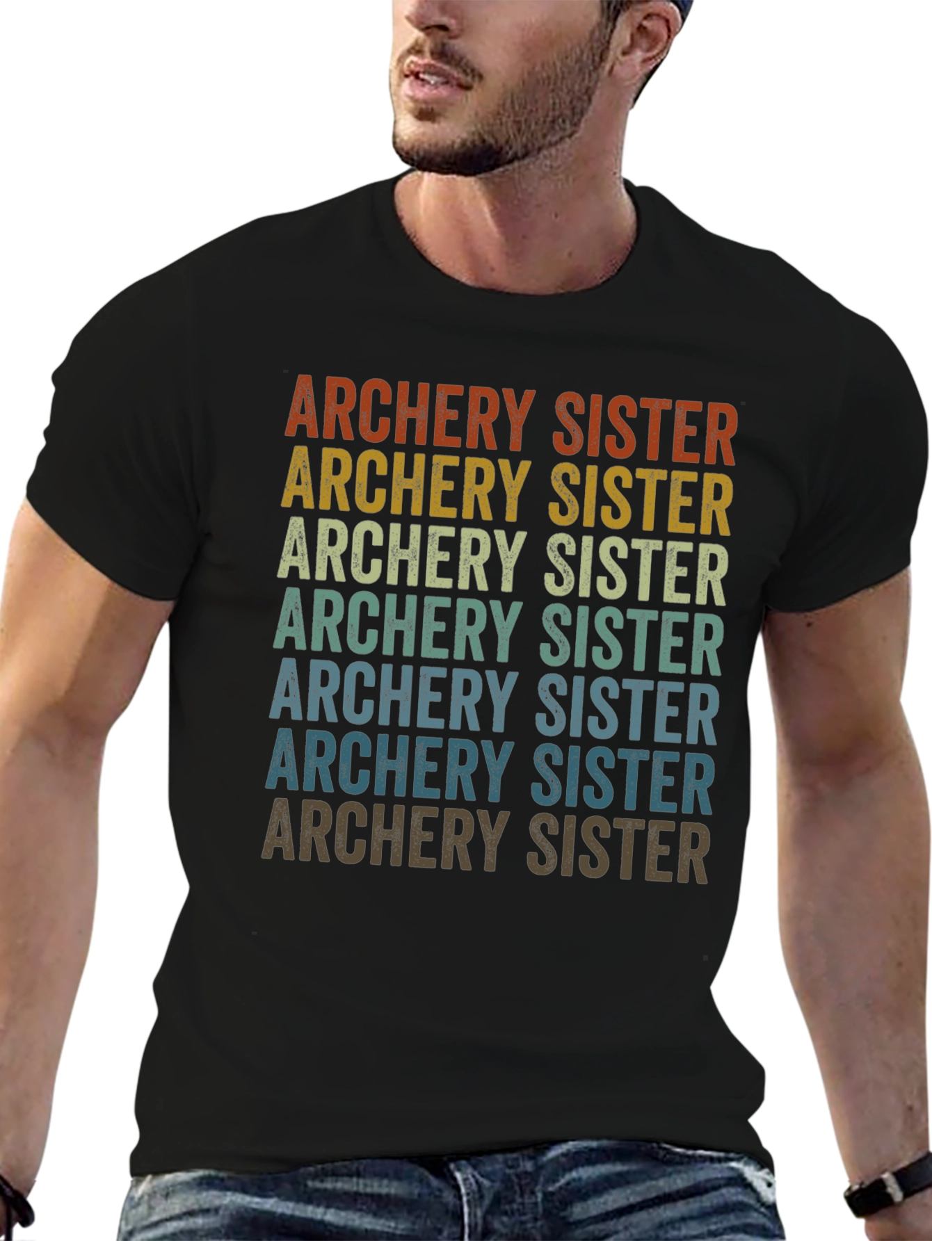 Black Archery Sister Retro T-Shirt view 6