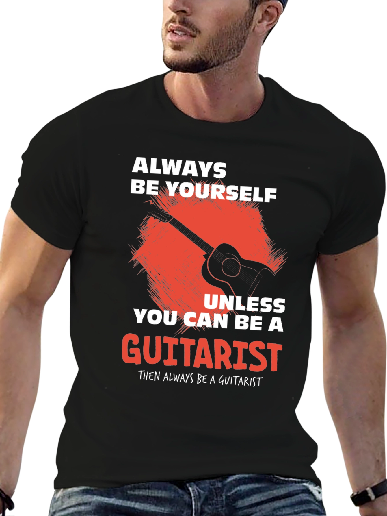 Black Guitarist Graphic Tee - Musician's Humor T-Shirt view 6