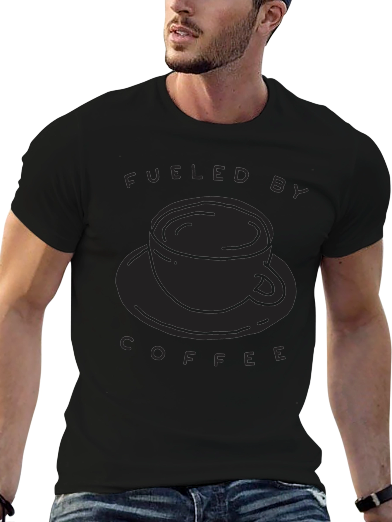 Black Fueled By Coffee T-Shirt - Black view 6