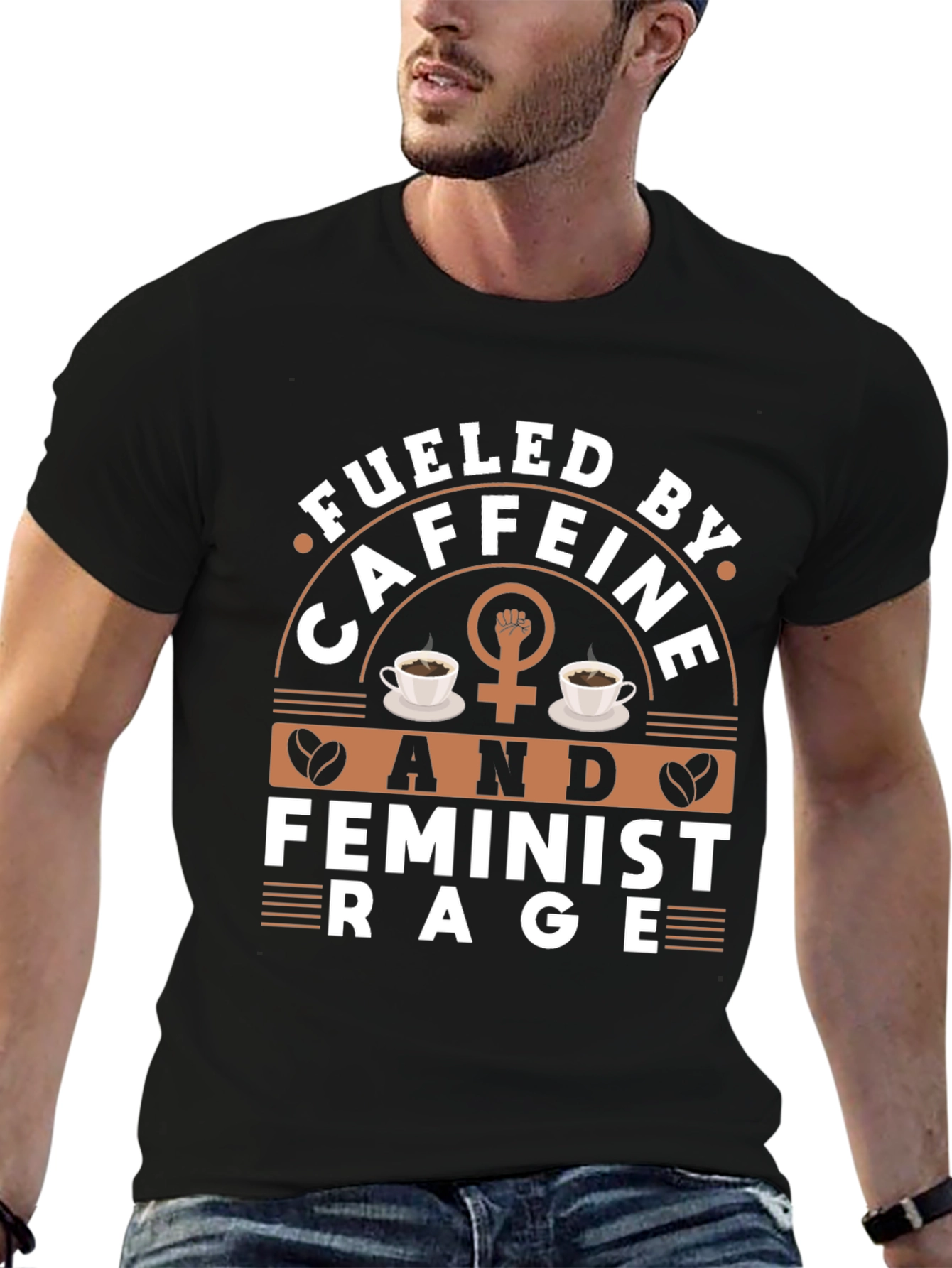 Black Fueled By Caffeine & Feminist Rage Graphic Tee view 6