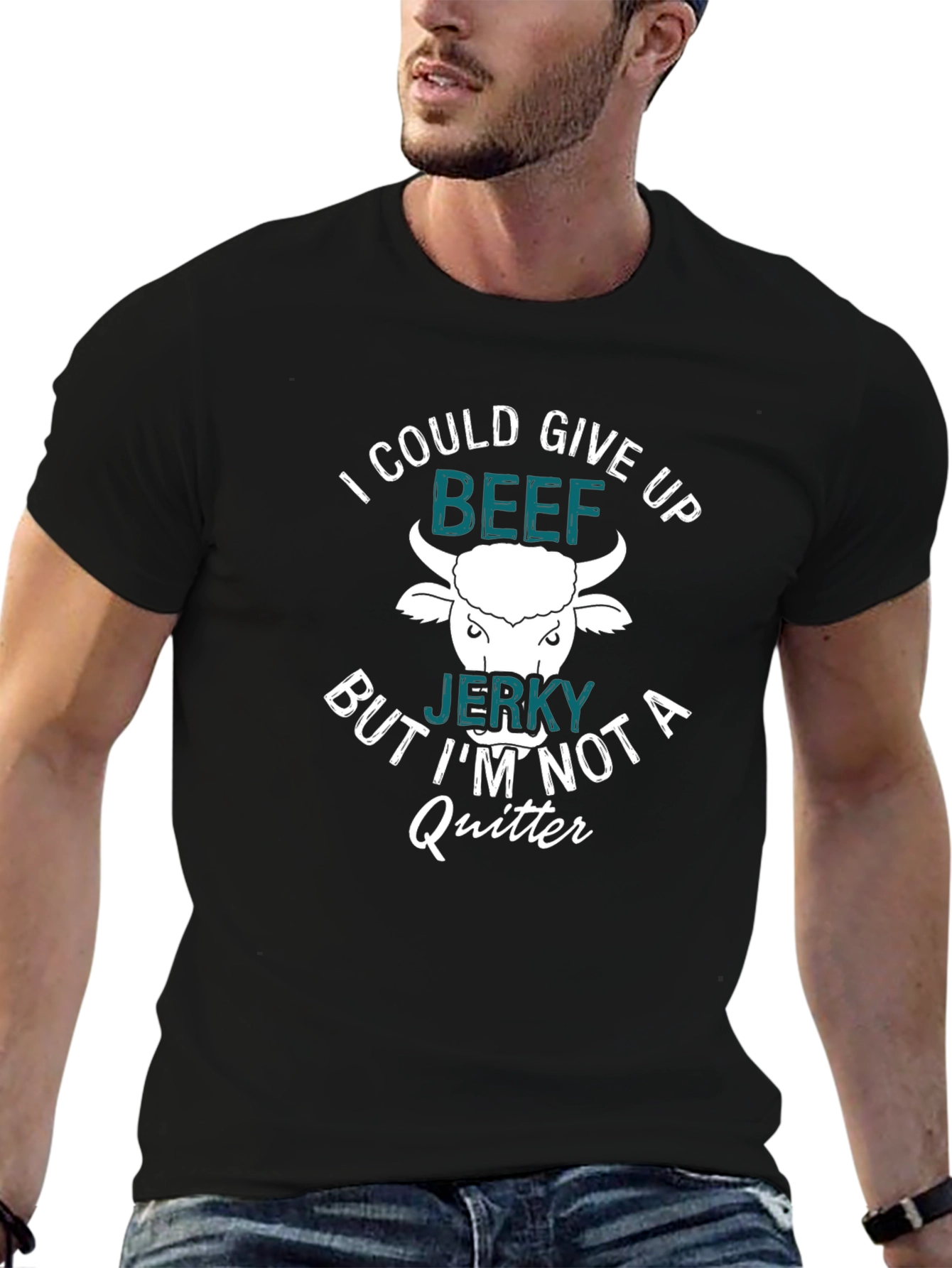 Black Beef Jerky Lover T-Shirt - I'm Not a Quitter! view 6