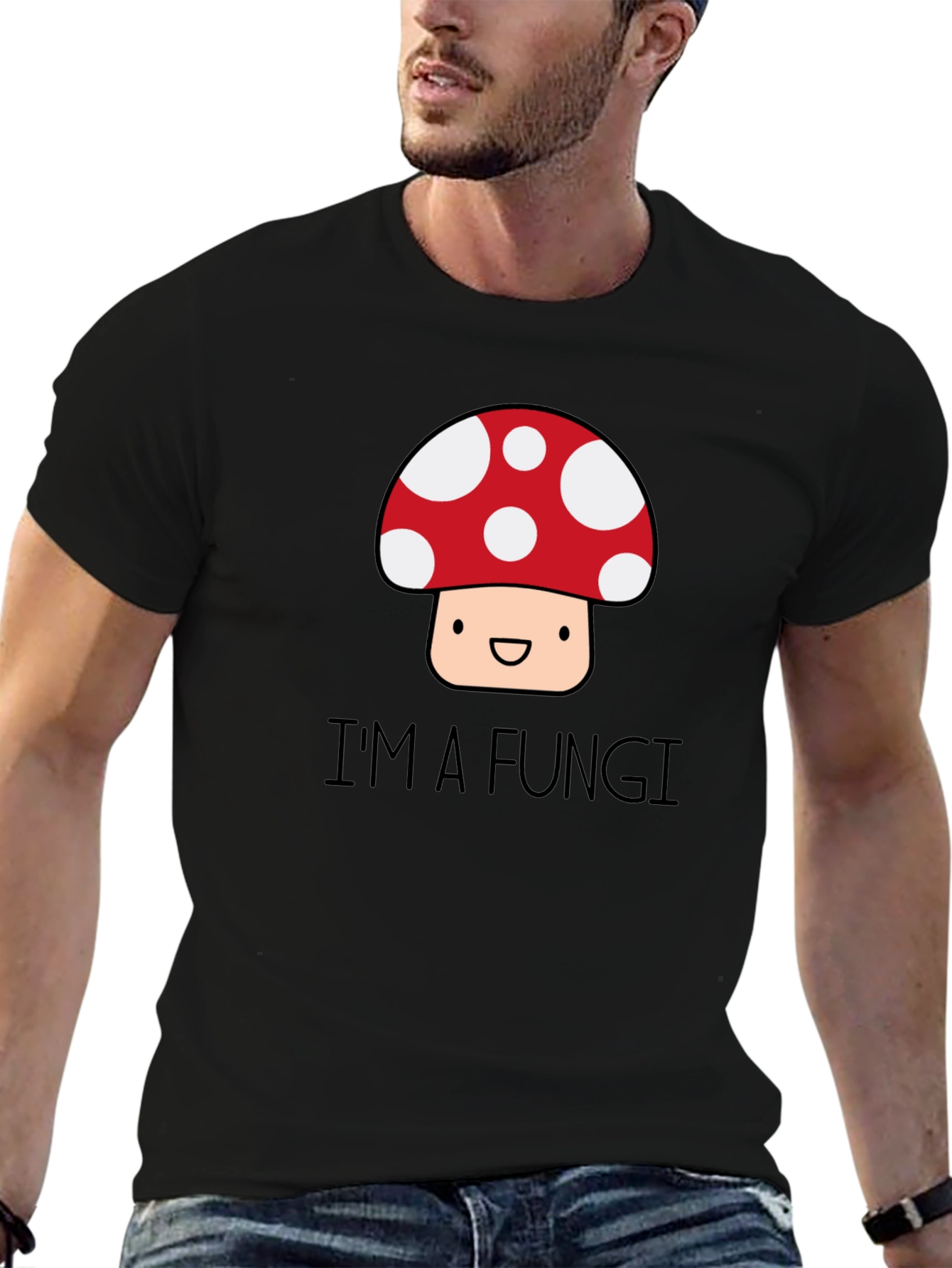 Black I'm a Fungi T-Shirt - Funny Mushroom Graphic Tee view 6