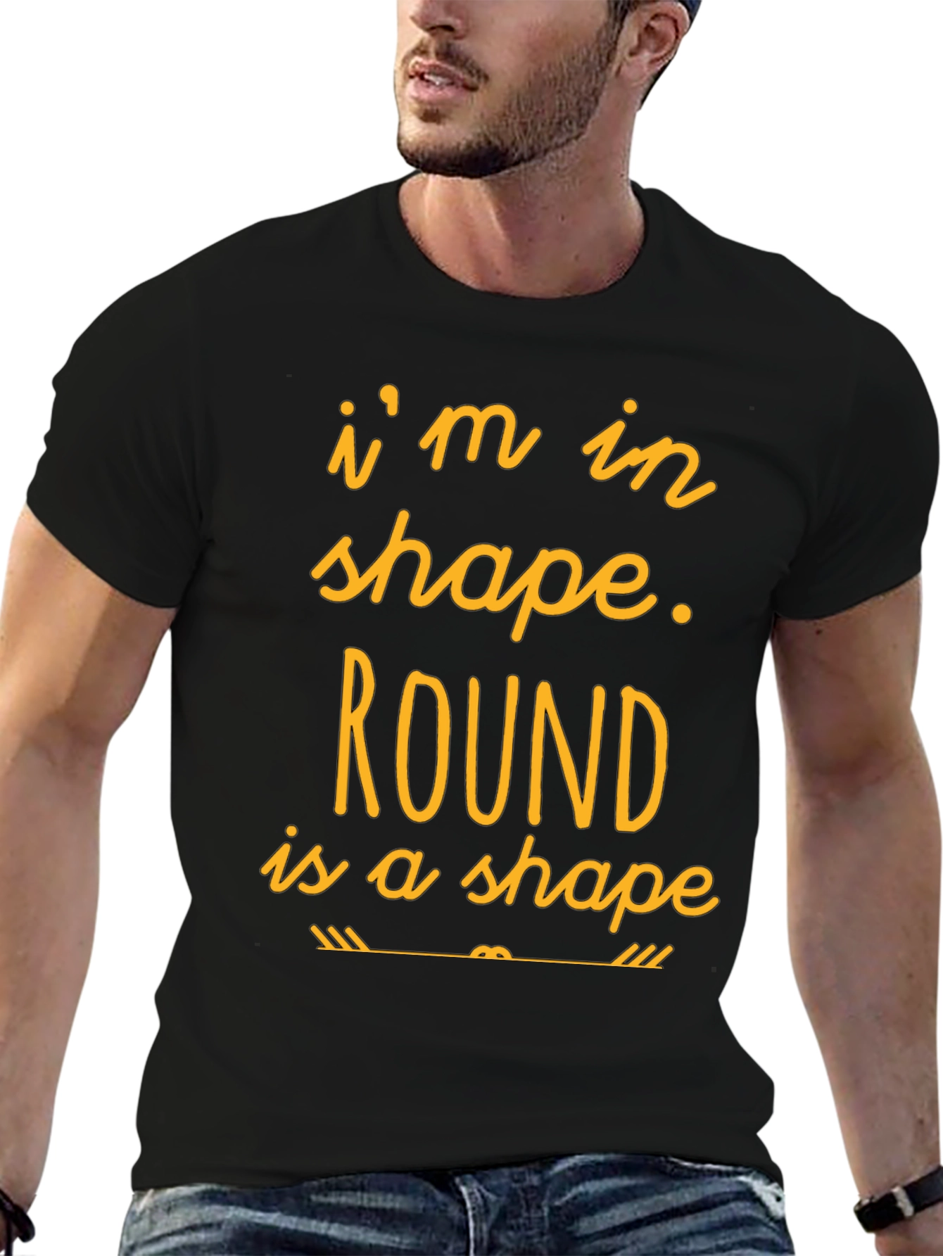 Black Funny 'Round is a Shape' Graphic T-Shirt view 6