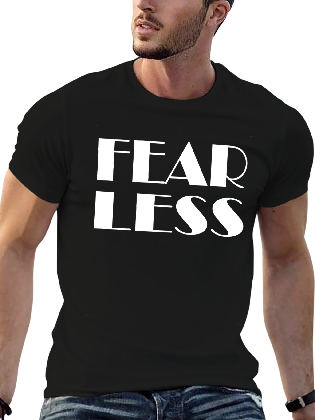 Black Fearless Graphic Tee - Black Casual T-Shirt view 6